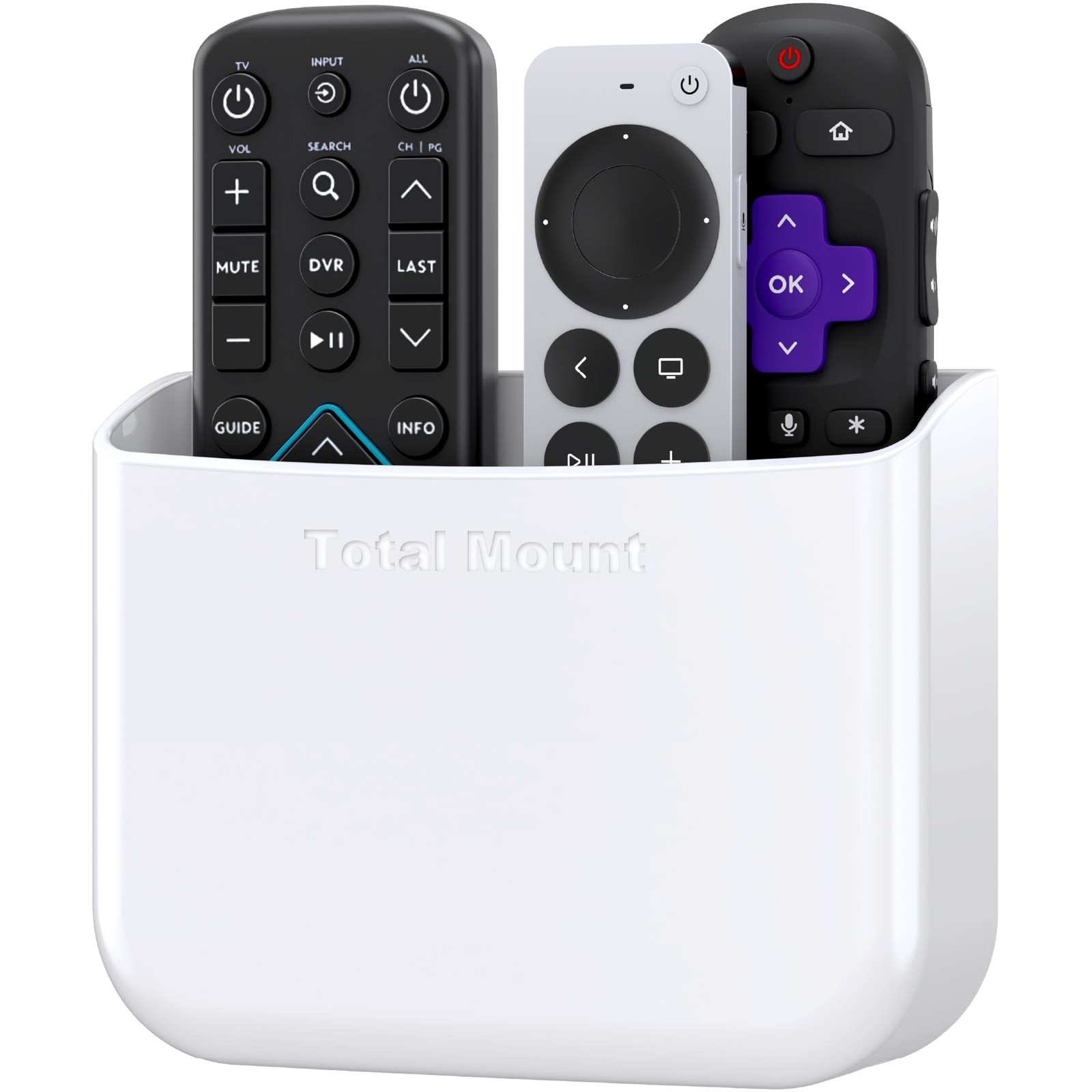 TotalMount Drop-Free Remote Holder – Removable Adhesive Strips – White