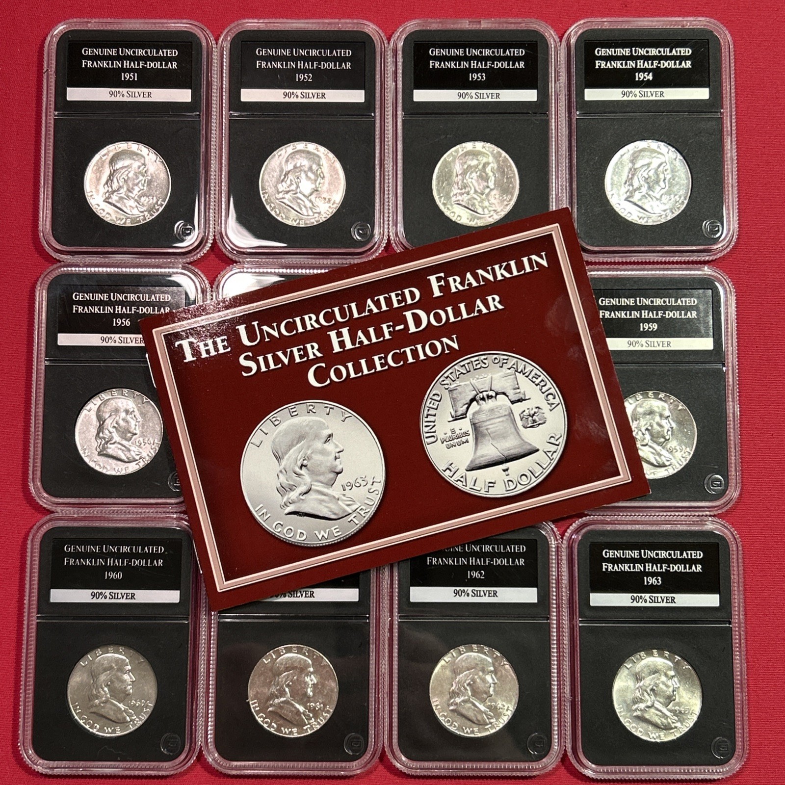 The Uncirculated Franklin Silver Half-Dollar Collection 90% 1951-1963 (NO 1955)