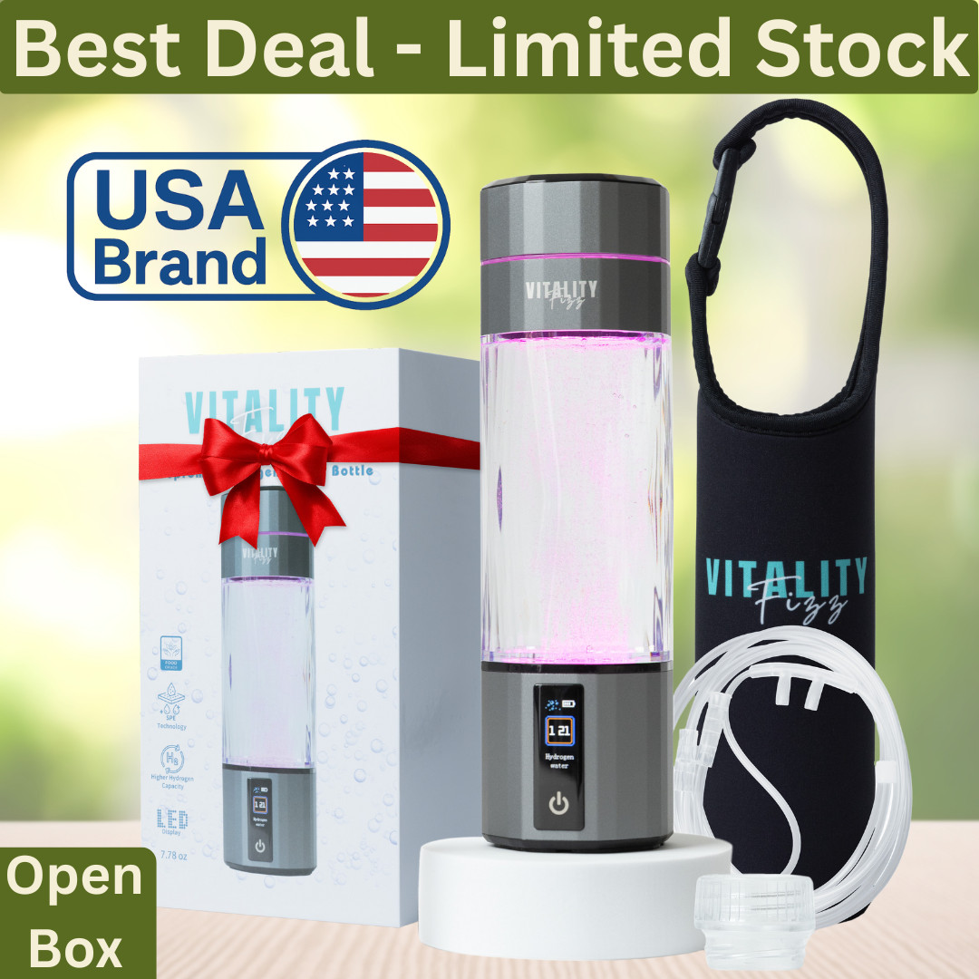 Open Box Vitality Fizz Hydrogen Bottle w/ Inhaler Kit | 6000+ PPB | SPE/PEM Tech
