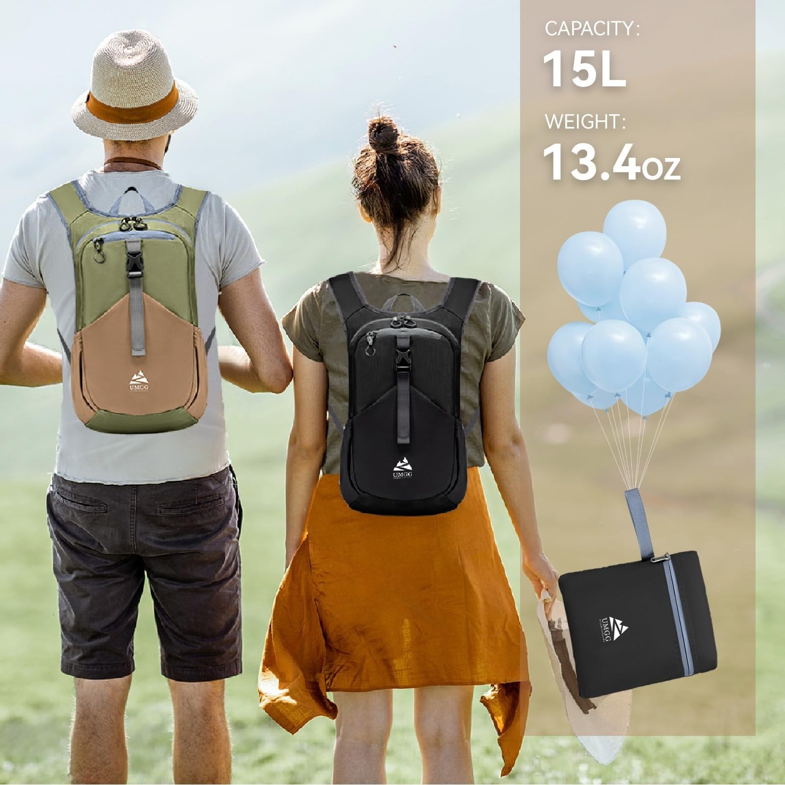 15L Small Hiking Backpack for Men Women Lightweight Packable Backpack Foldabl...