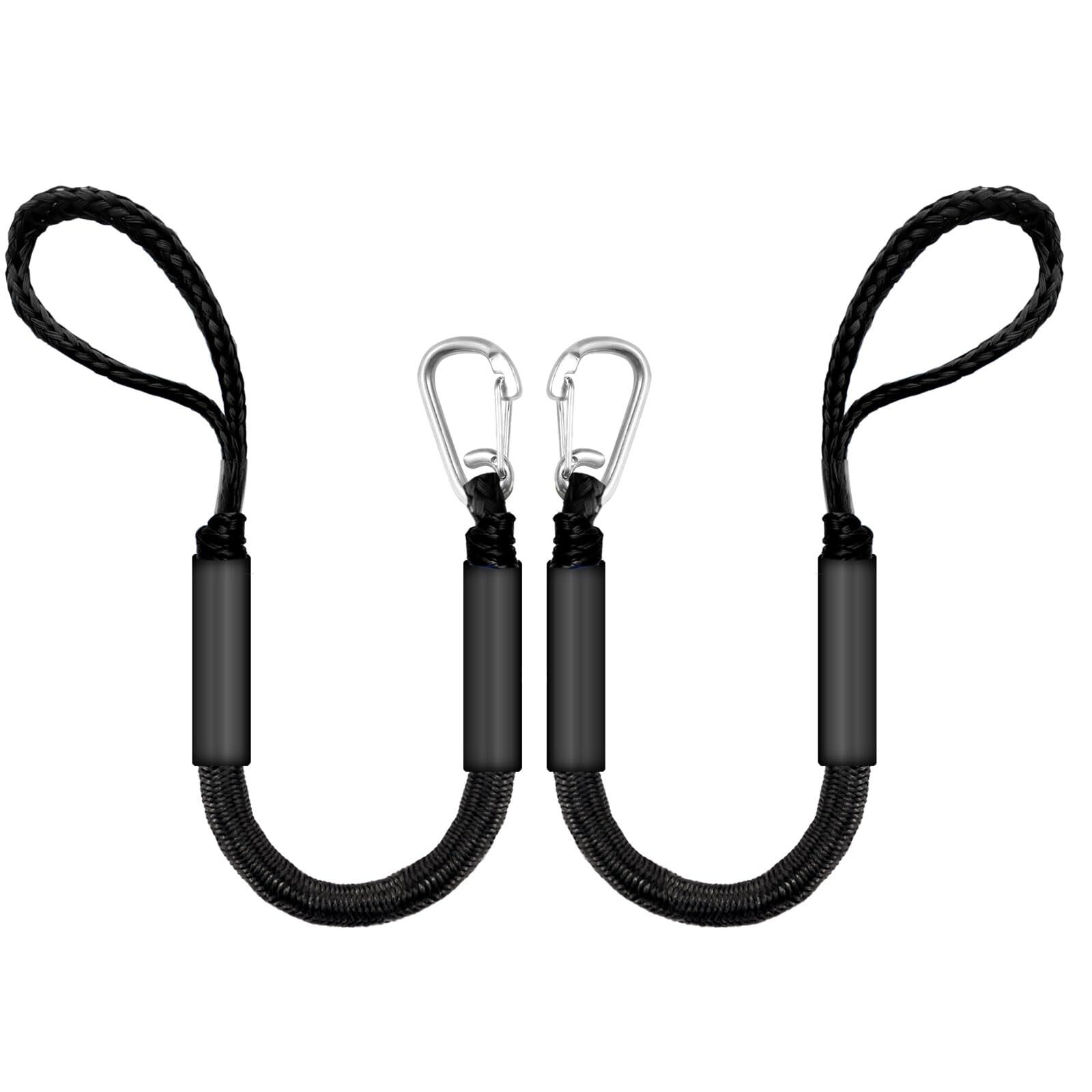 Bungee Dock Lines for Boats 2 Feet Pack of 2 Black