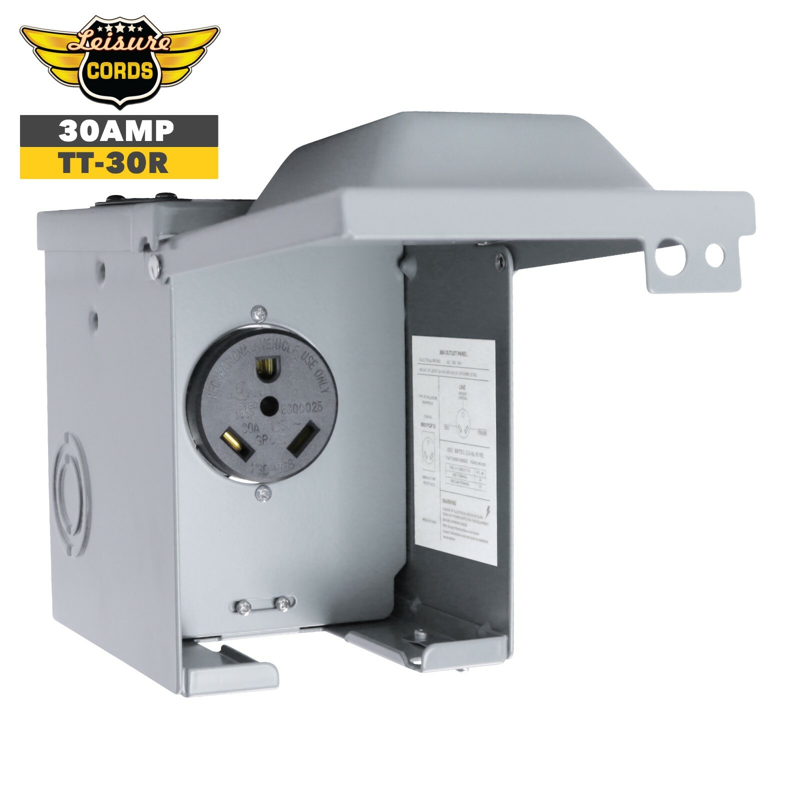 RV Lockable Power Outlet Box 30Amp Outdoor Camper NEMA TT-30R 125V Leisure Cords