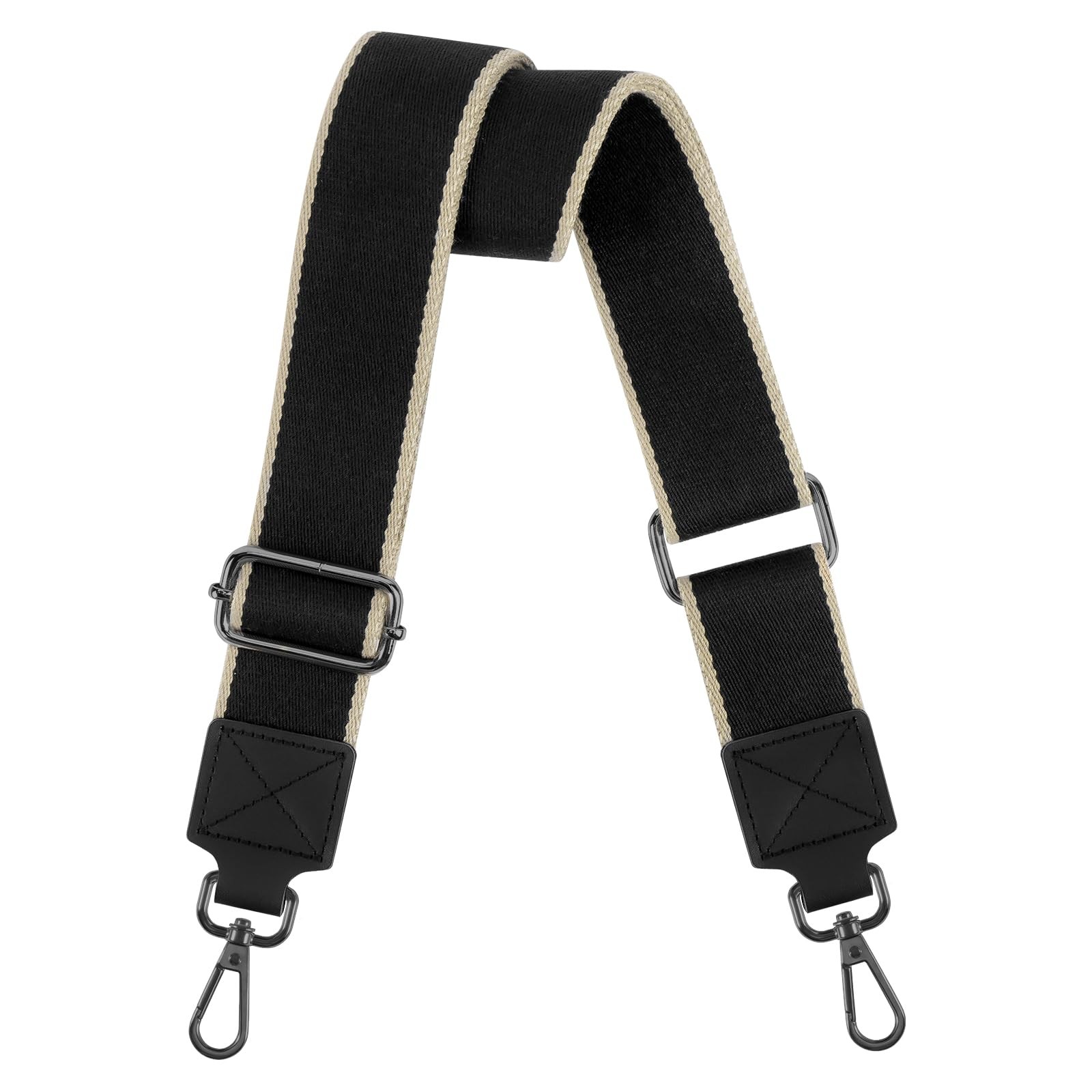 Muteffcase Purse Strap Wide Replacement Medium, Black 1.5" - and Cream
