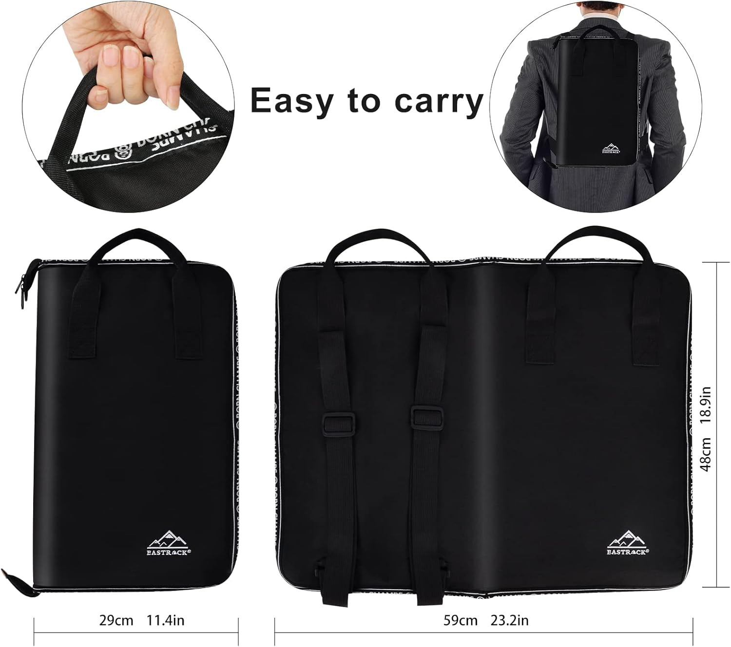 Drum Sticks Bag - Large Capacity Holder with Drum Key, Hook, Strap (Black)