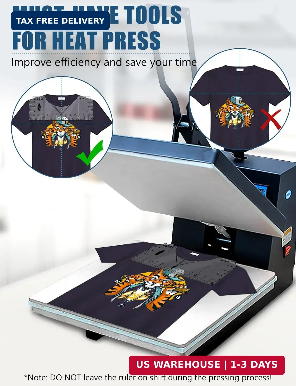 T-Shirt Ruler for Precise Alignment, Center & Left Chest Placement Tool