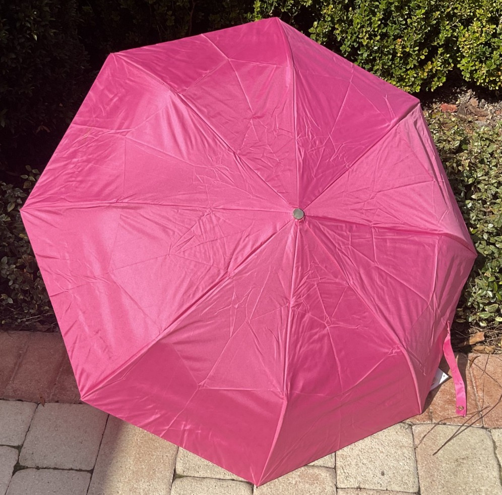 ISAAC MIZRAHI UMBRELLA  PINK POLKA DOT 42 INCH COVERAGE AUTO OPEN NWT