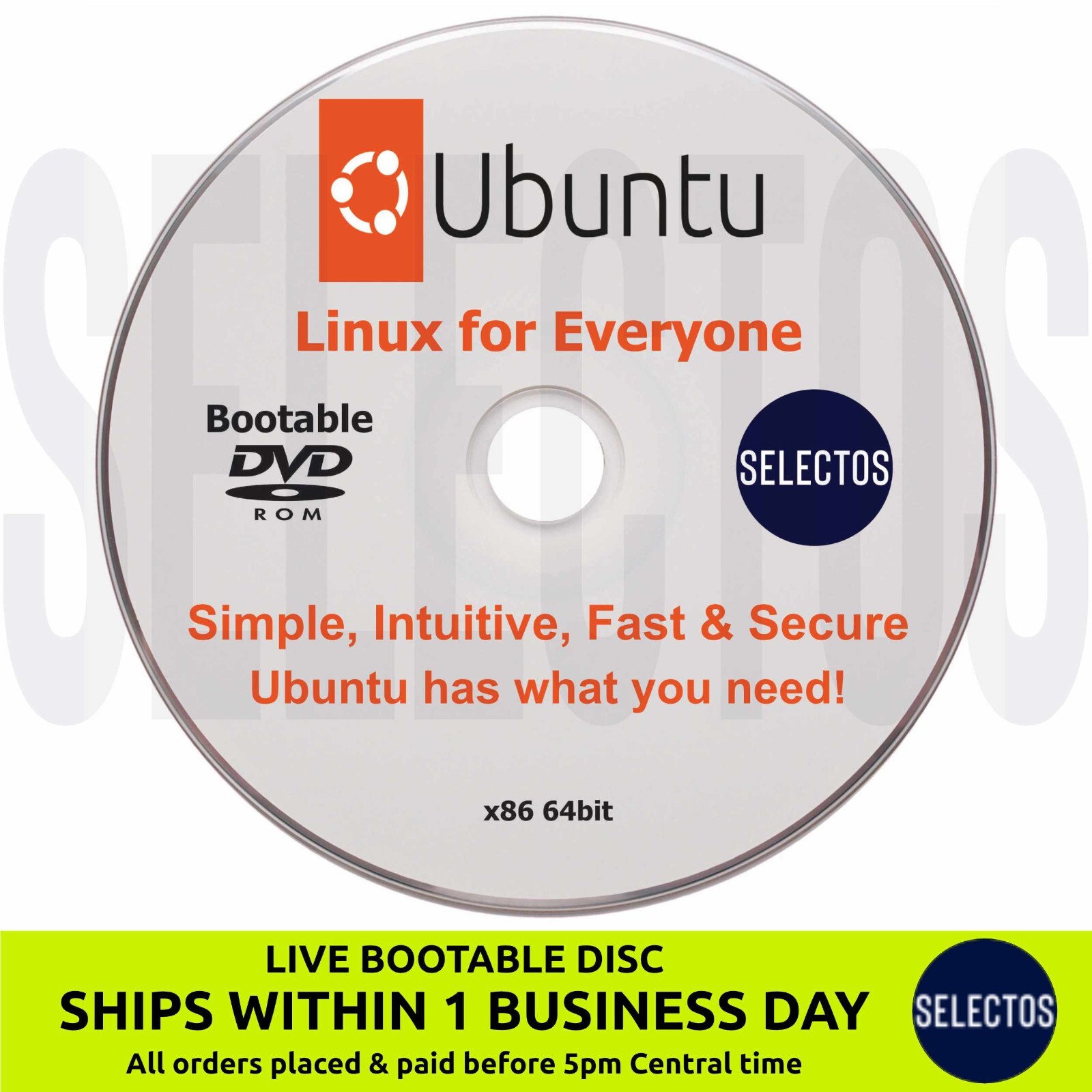 Ubuntu 22.10 Kinetic Kudo CD Bootable DISC Linux OS x86 64bit NEW & Adv. Users