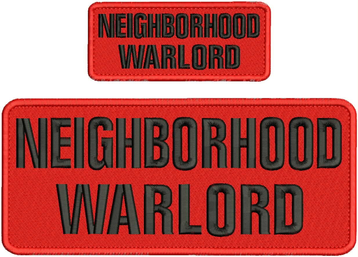 Collectible 2 Embroidery Patch ''NeighBorhood W'' 4x10 and 2x5' Black /On Red