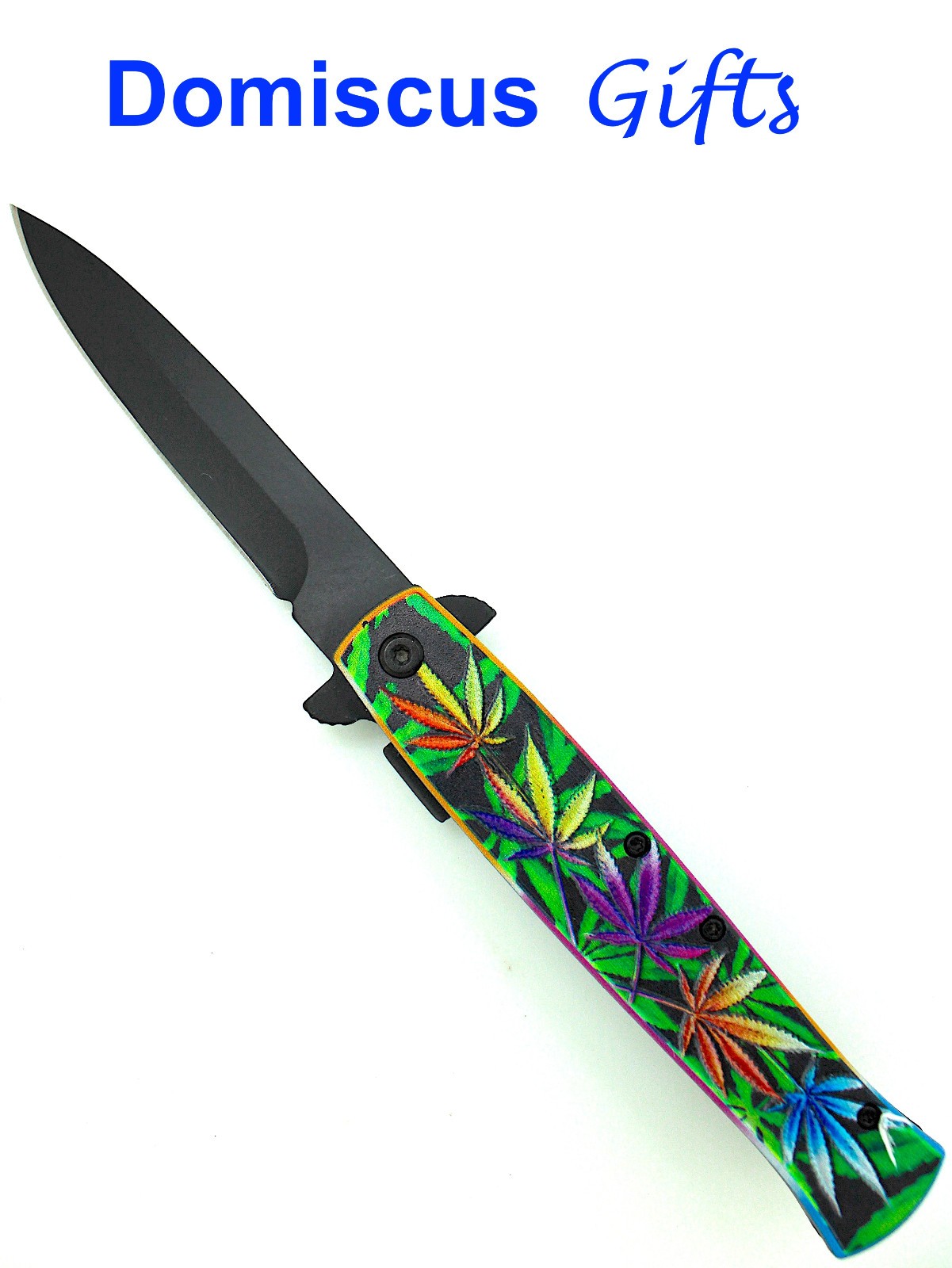 9" NEW Falcon Colorful Marijuana Green CANNABIS Leaf POCKET KNIFE Folding Knives