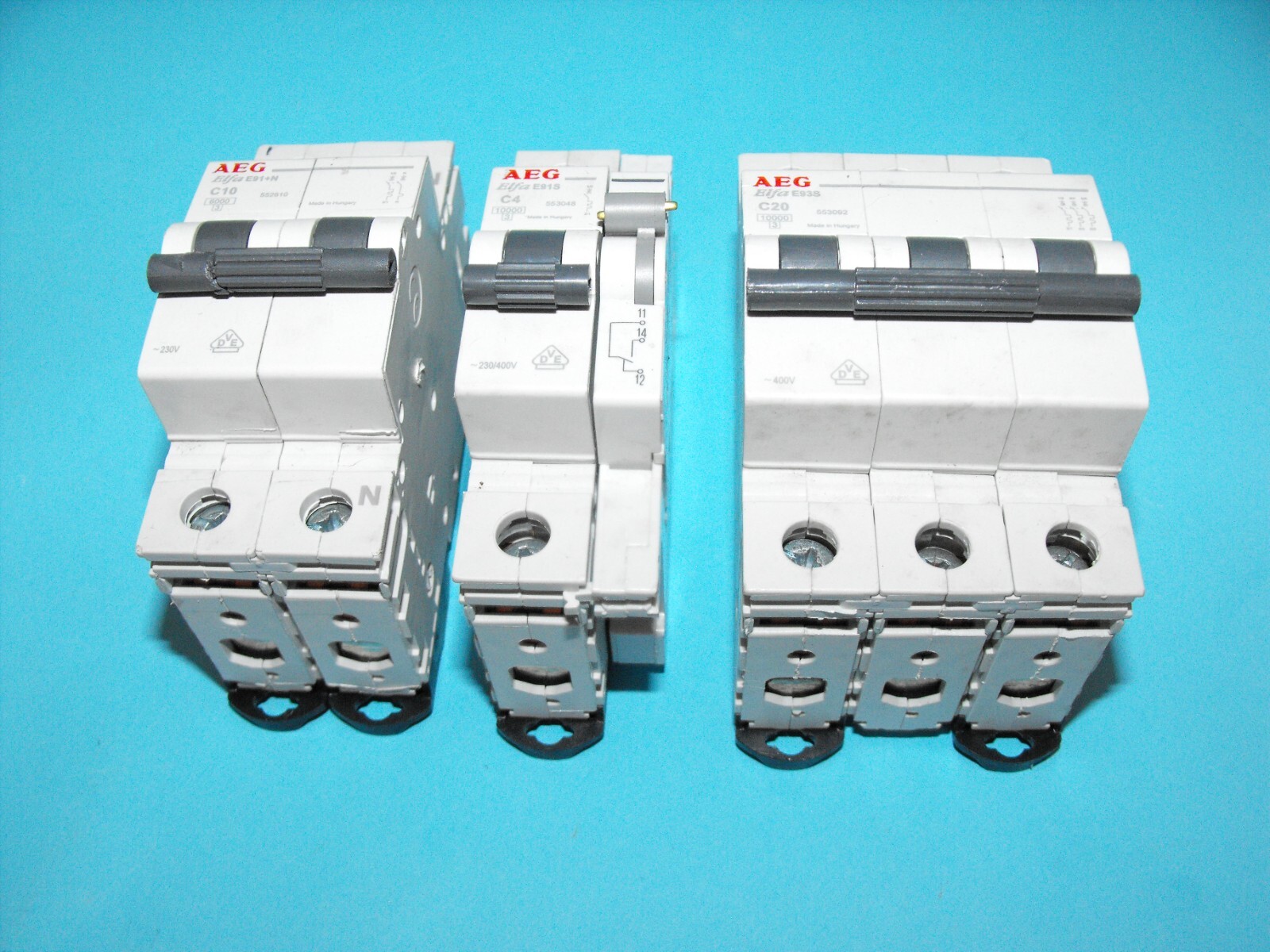 AEG Elfa C20+C10+C4.Din Rail Circuit Breaker.(LOT4PCS).USED