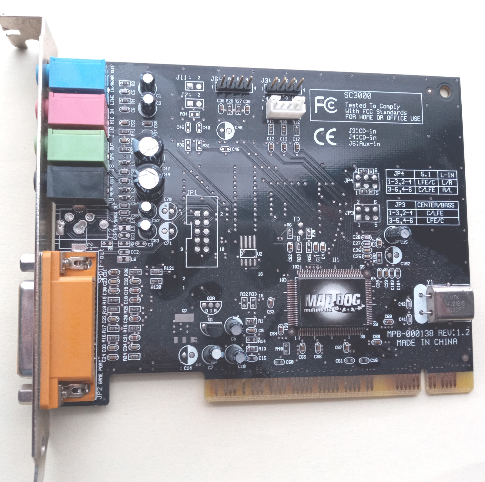 Vintage Mad Dog SC3000 MPB-000138 Rev 1.2 PCI Sound Card