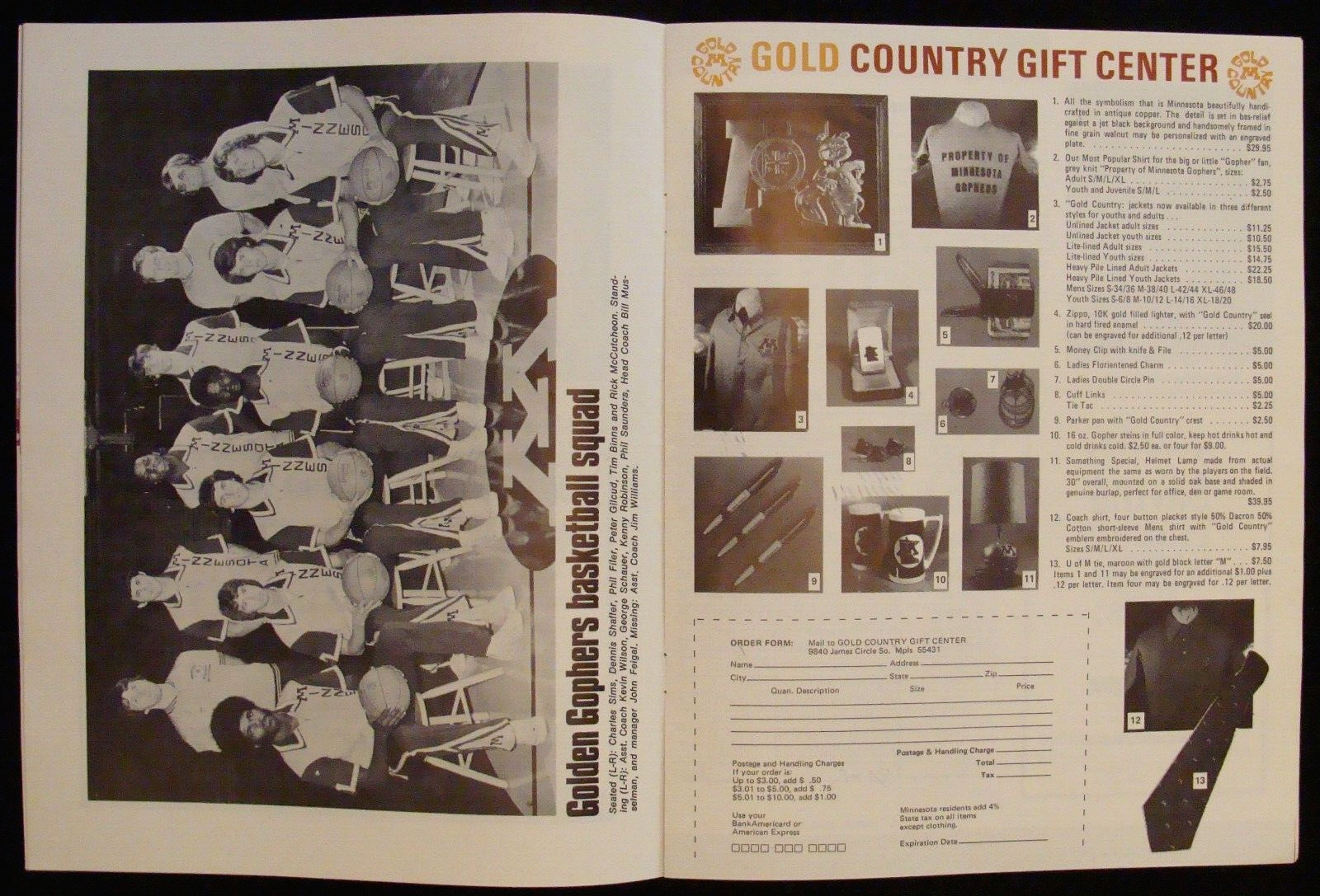 FEB 4, 1974 MINNESOTA GOPHERS V. OHIO STATE BASKETBALL PROGRAM - GEORGE SCHAUER
