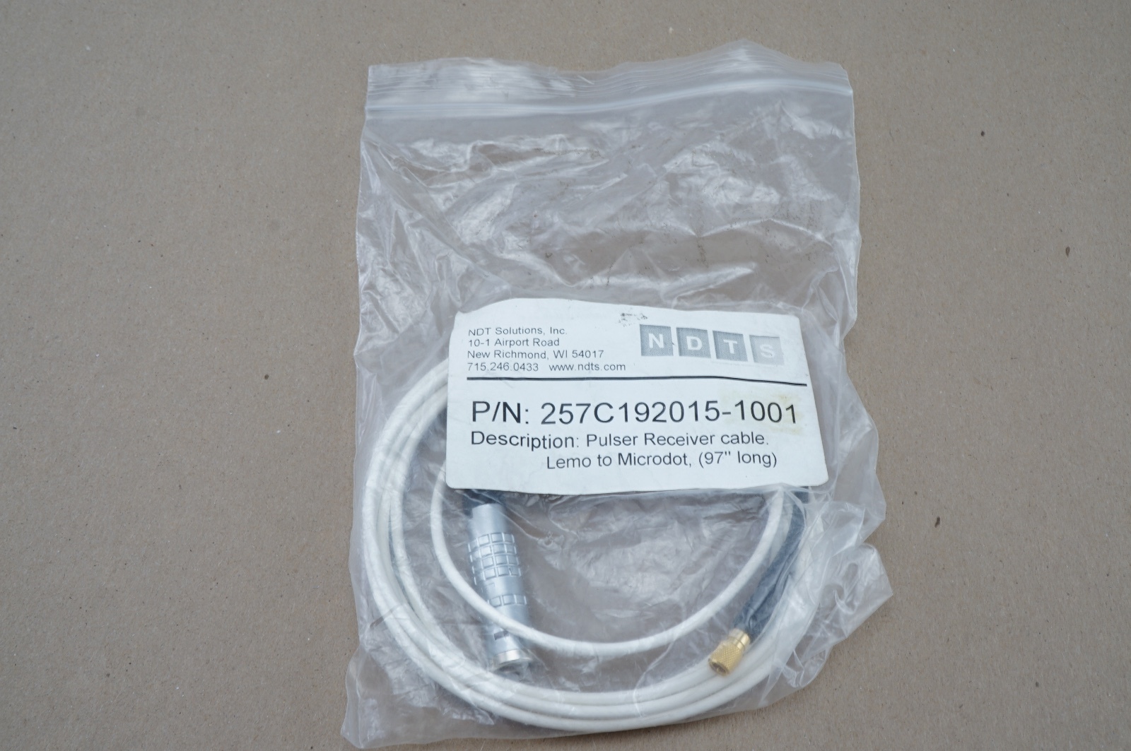 New NDTS Pulser Receiver Cable Lemo to Microdot 97" Long -1001 Ships FREE
