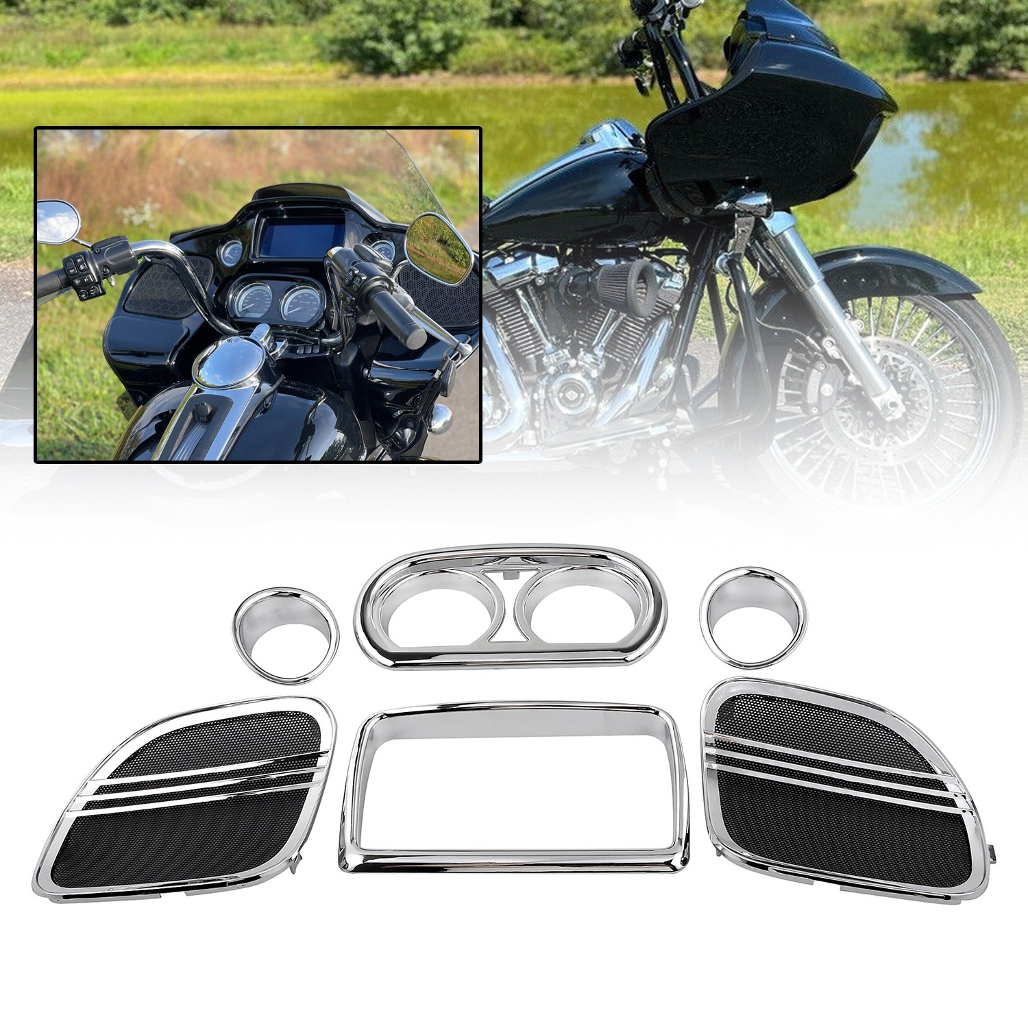 Inner Fairing Speedometer Radio Speaker Cover For Harley Road Glide Ultra FLTRU