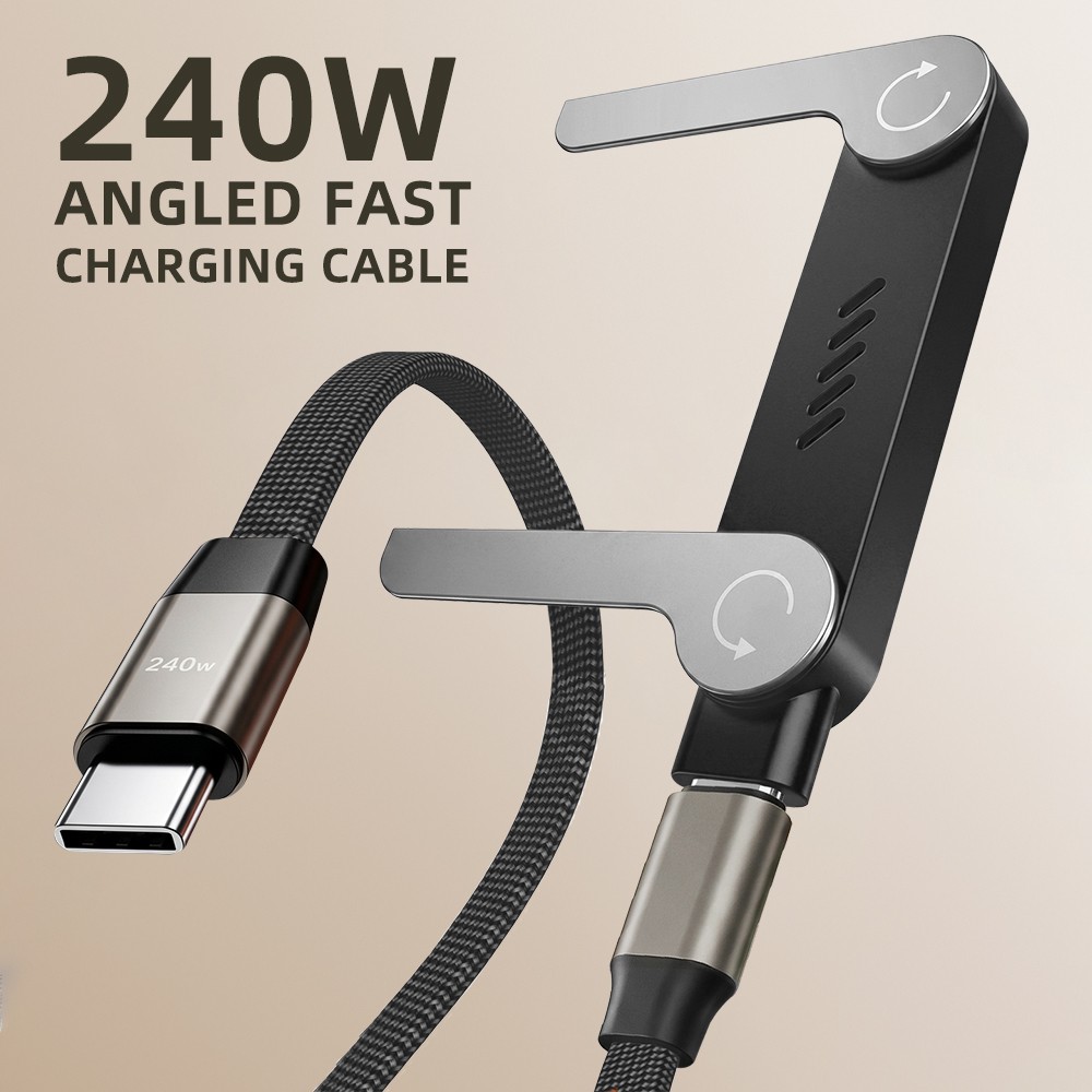240W USB-C to USB-C Cable Fast Charger PD Nylon Cord with Phone Stand Holder 5ft