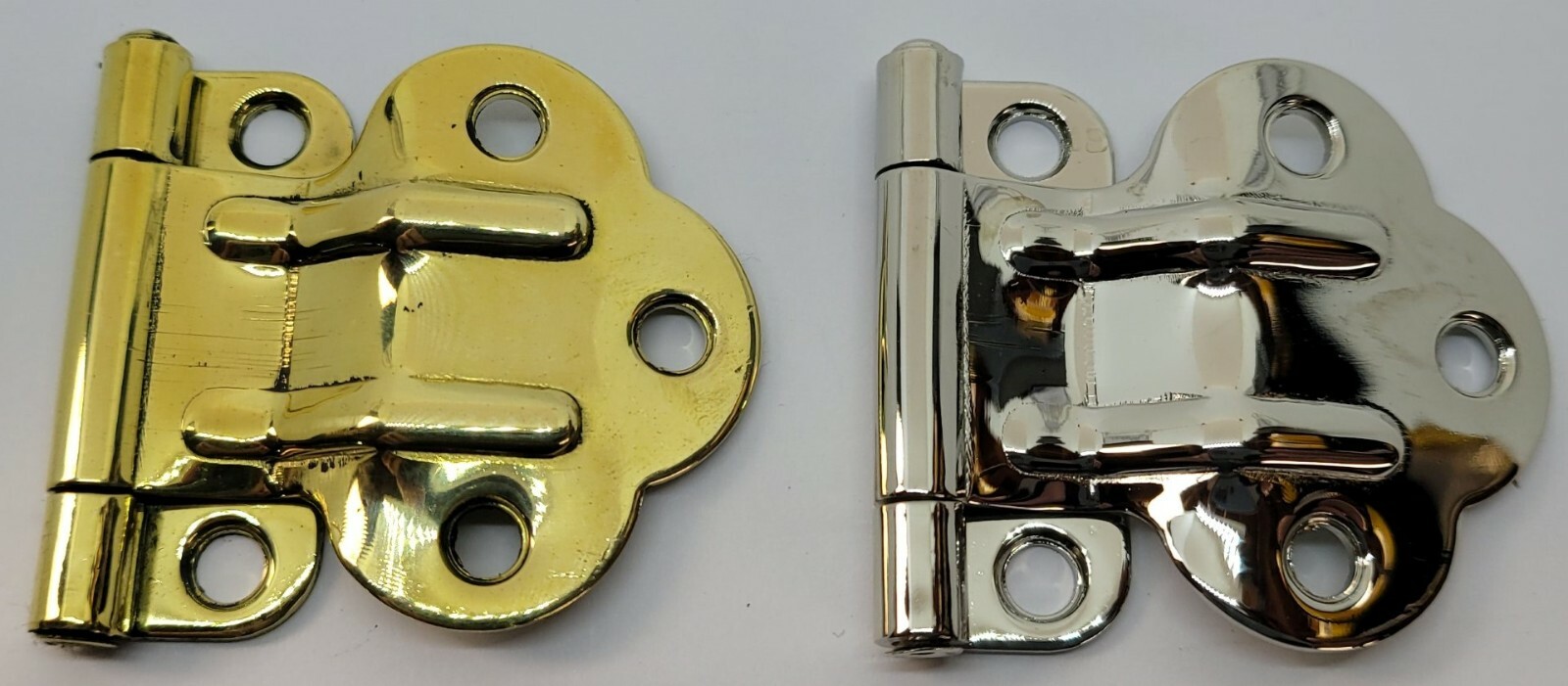 2" McDougall Brass Nickel Plated Fold Back Cabinet Hinge Hoosier  antique vintag