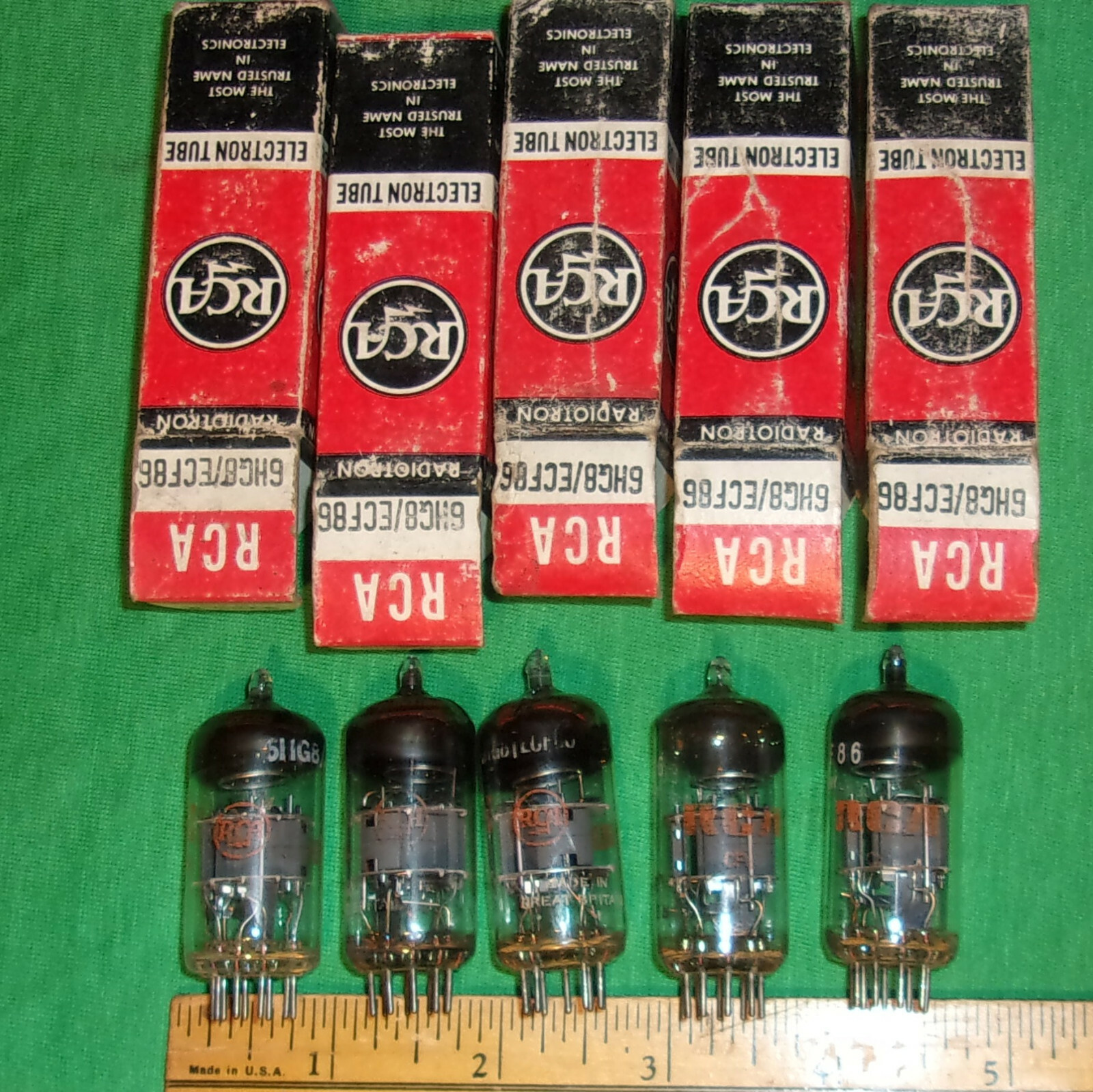 (5) 6HG8/ECF86 Triode Pentode Tubes RCA w/ Cartons TESTED W Germany & Gt Britain