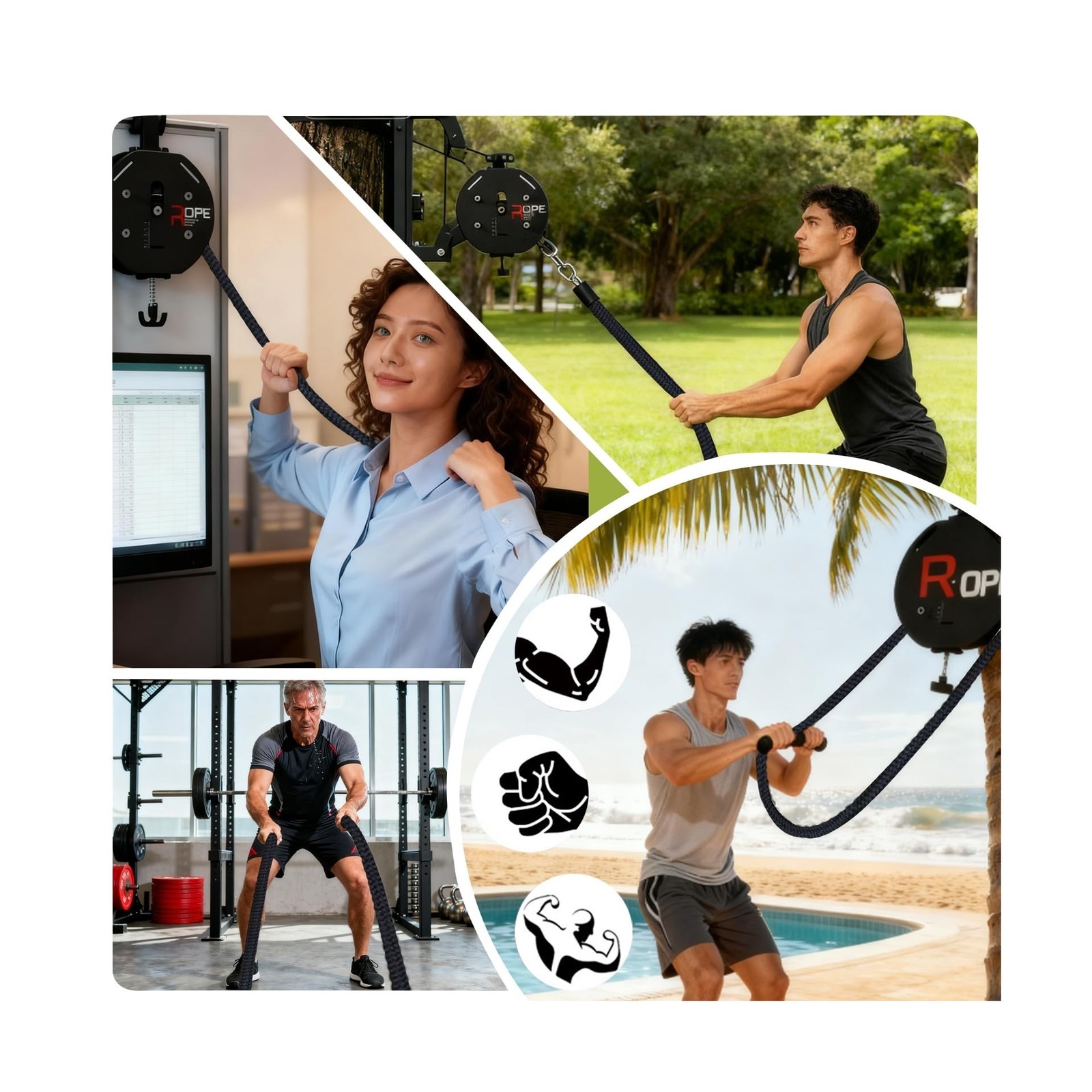 Endless Rope Trainer,Portable Cable Pulley System,Pulley Cable Machine System...