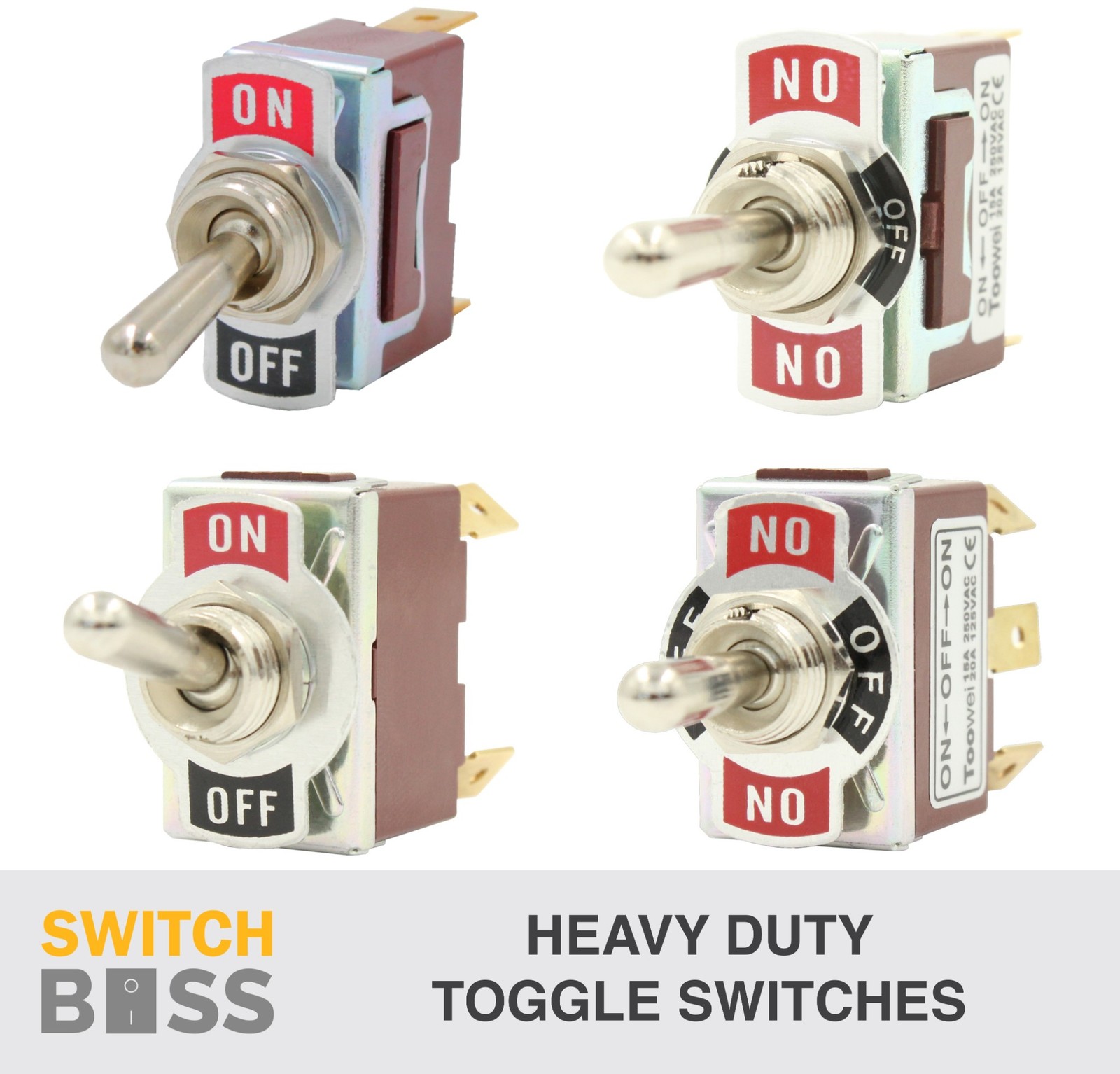HEAVY DUTY TOGGLE SWITCHES - On-Off 2 Way On-Off-On 3 Way - SPST DPST SPDT DPDT