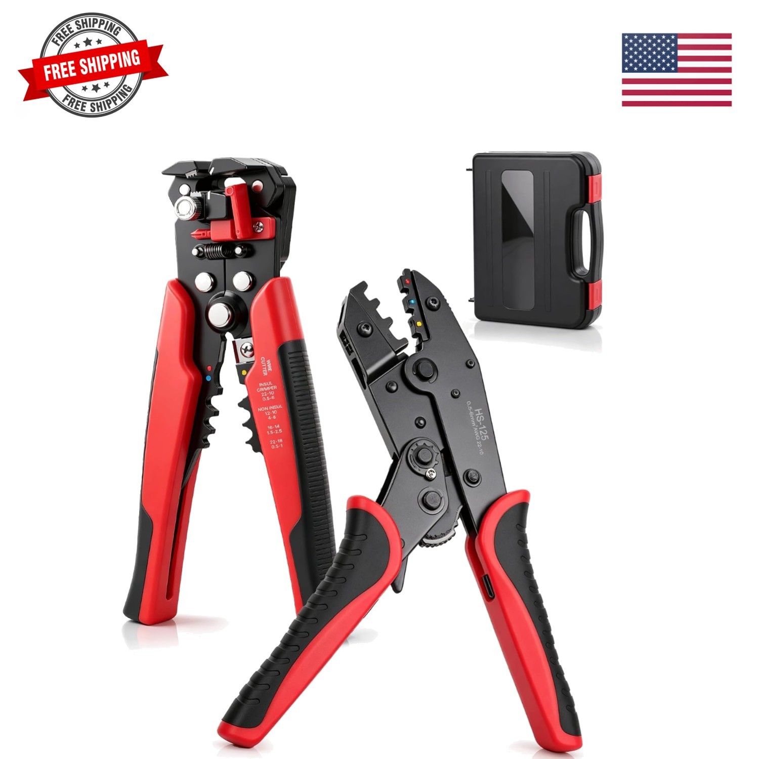 Wire Stripper Crimping Tool for Heat Shrink Connectors | For 10-22 AWG Insula...