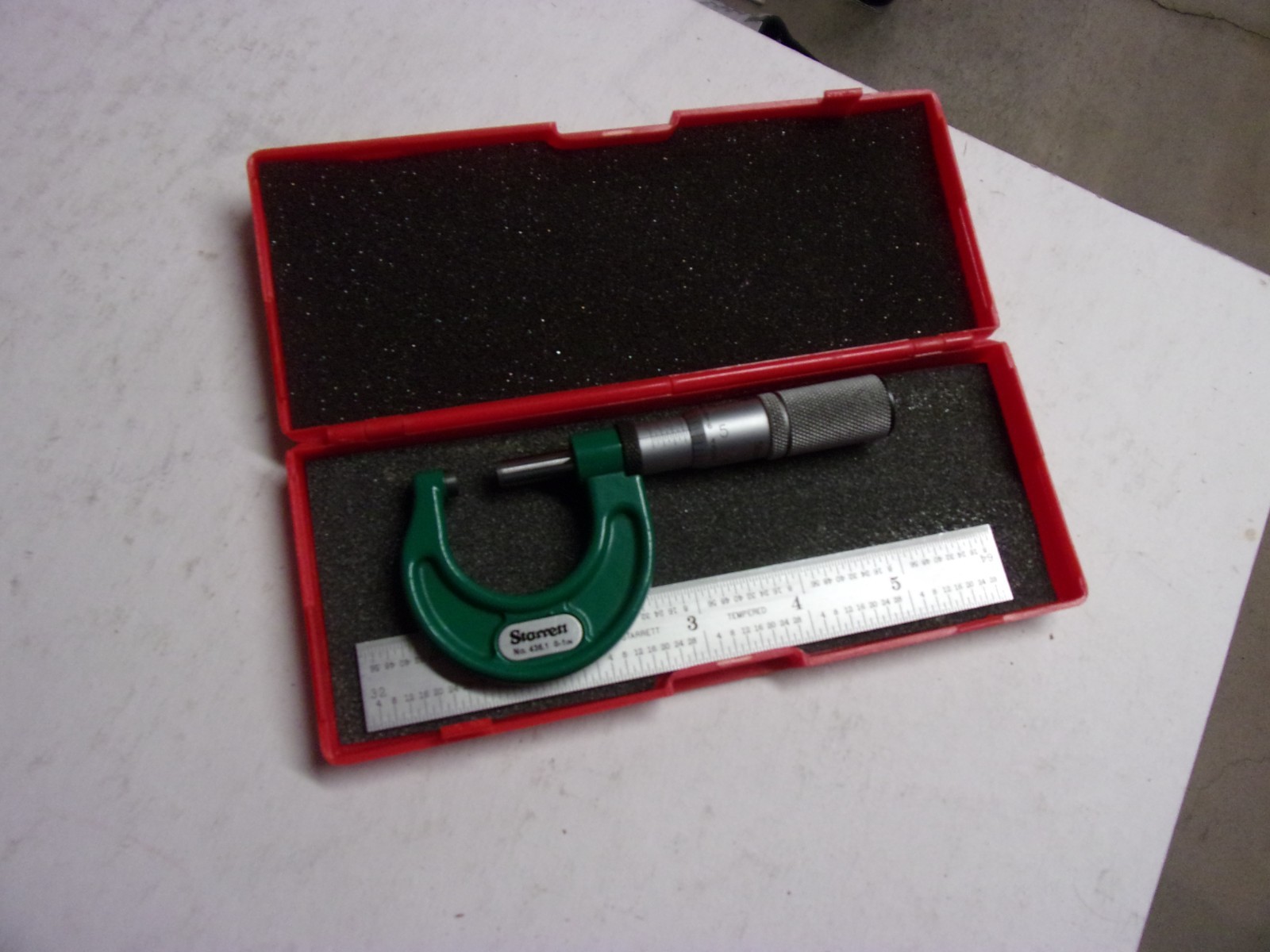 STARRETT #436.1XFL-1 Micrometer & C604R-6 Rule Package Slightly used - New