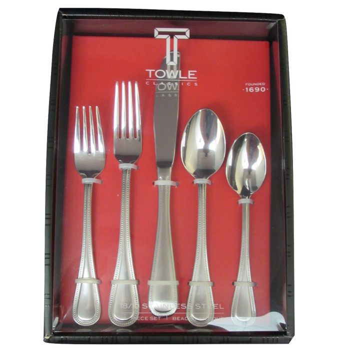 Towle Beaded Antique 18/10 Stainless Steel 45pc Flatware Set (Service for Eight)