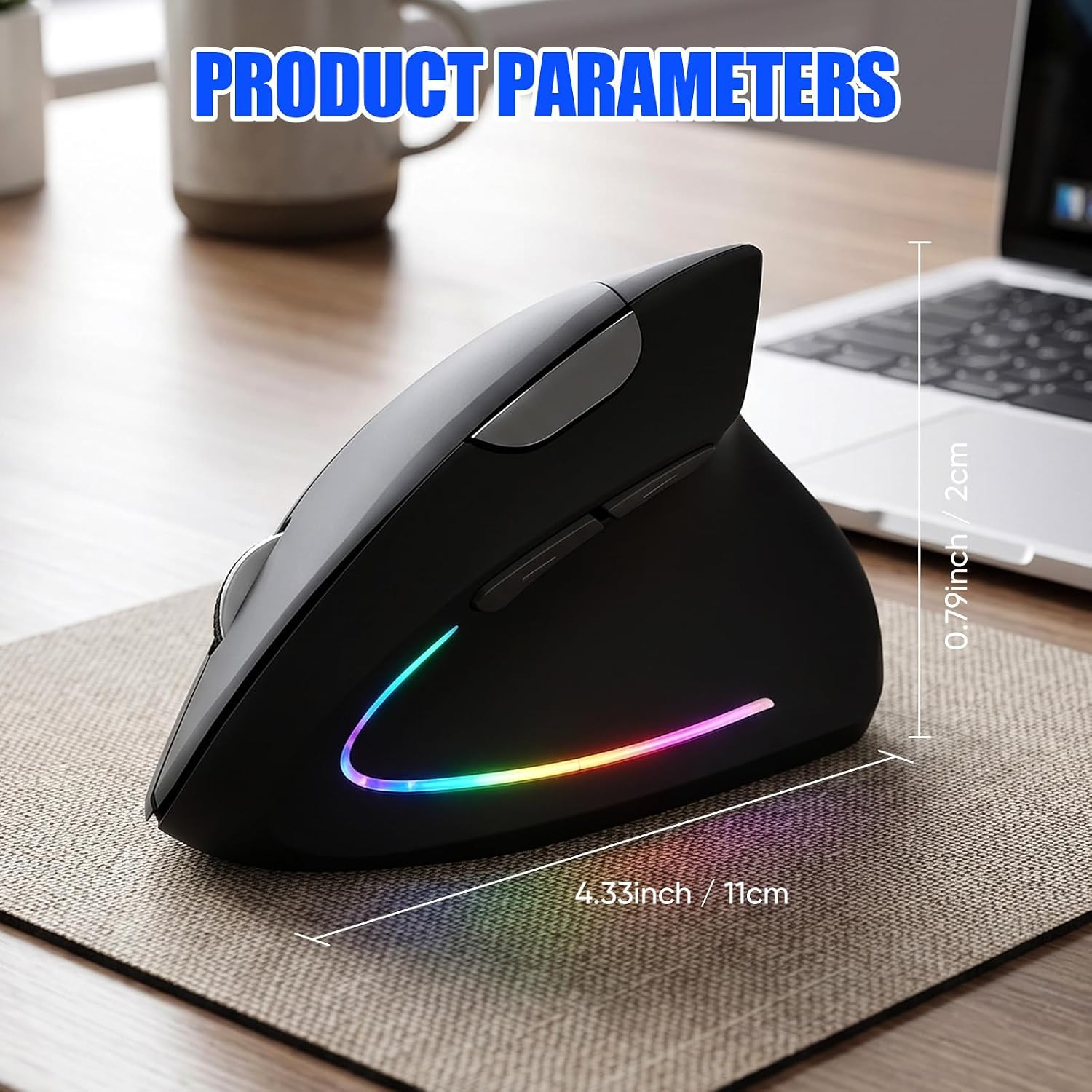 Wireless Bluetooth Ergonomic Vertical Mouse, Rechargeable Silent Slim Laptop