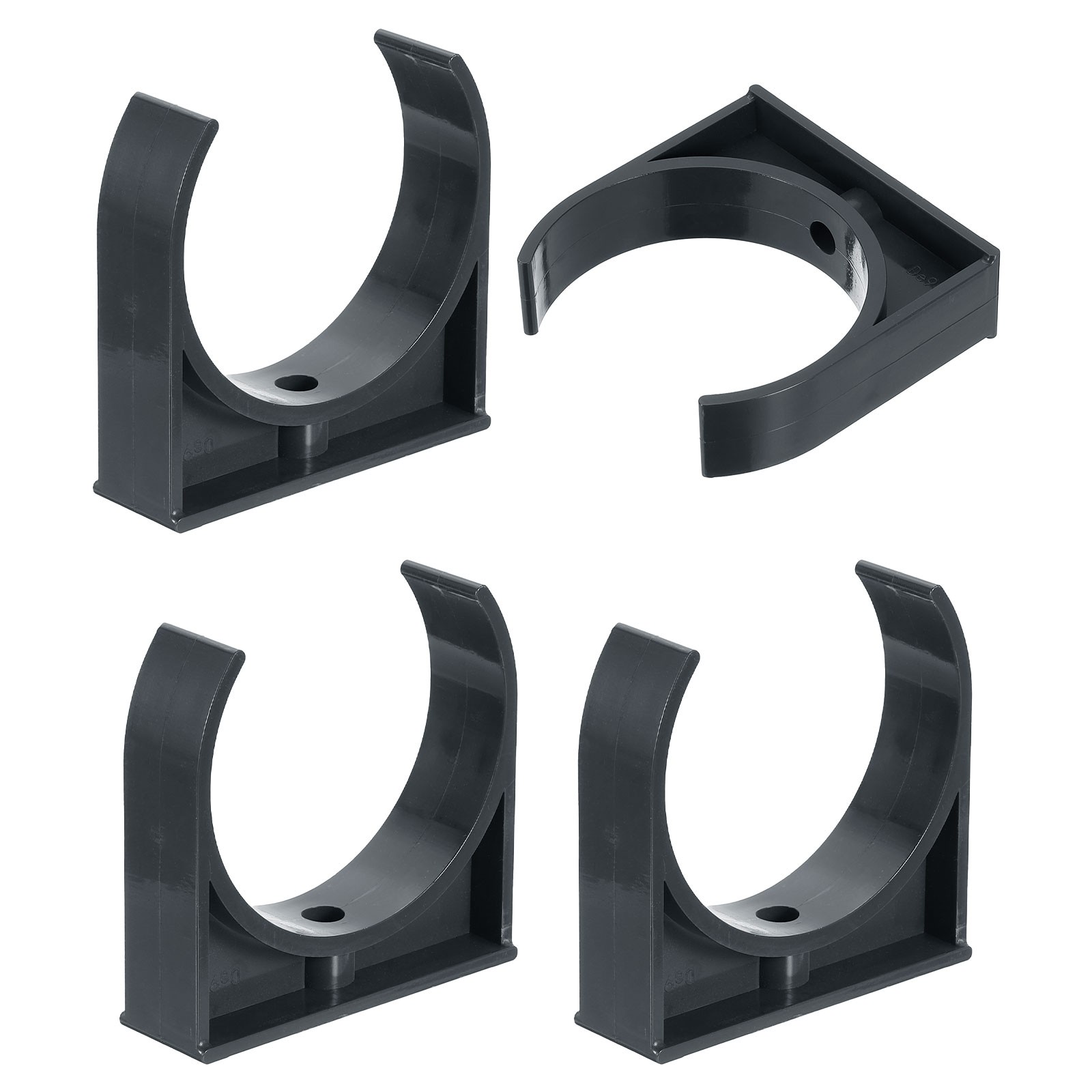 4Pcs PVC Water Pipe Clamps Clips, U-Shaped Holder Buckles for 90mm OD, Black