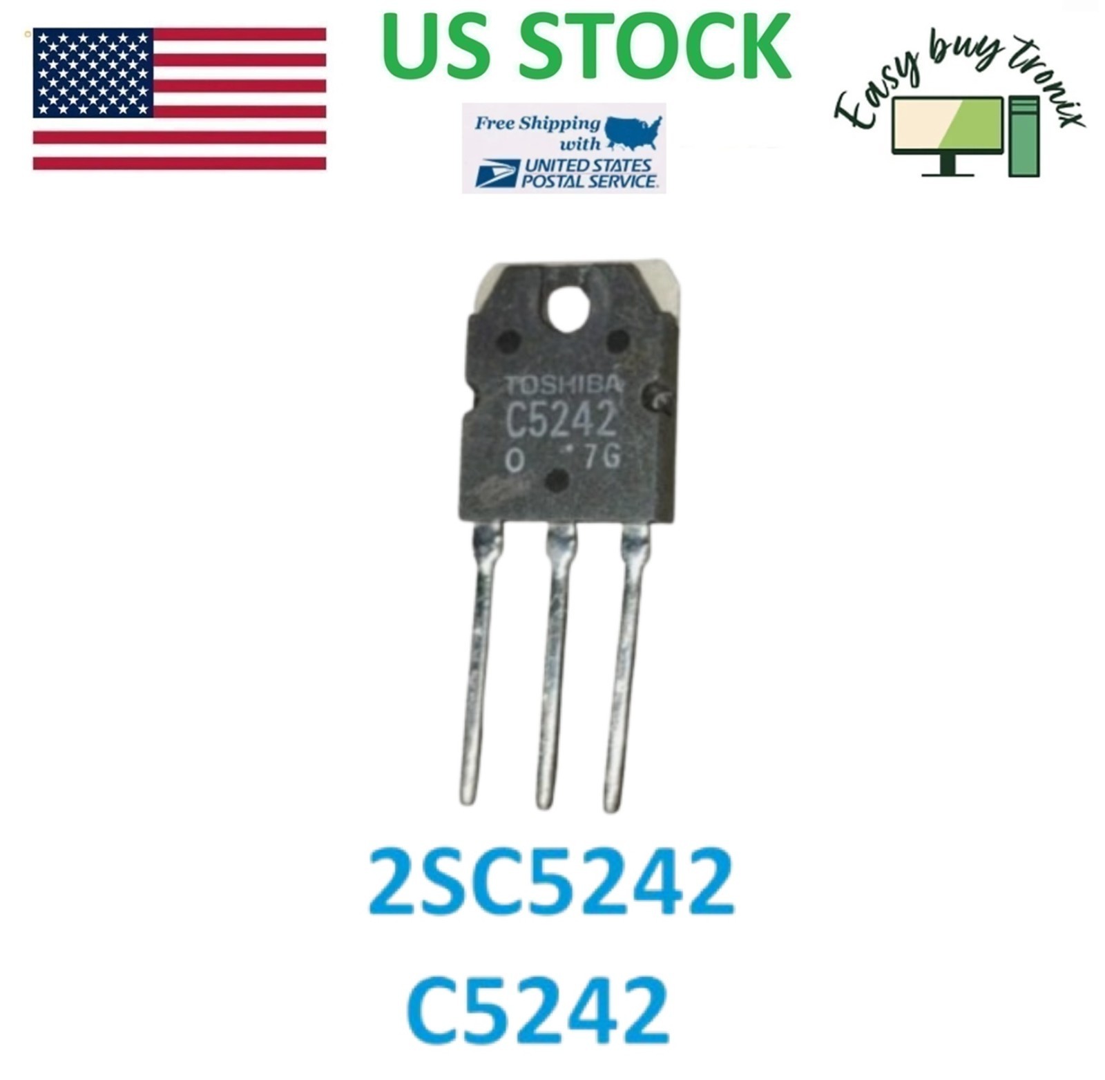 2PCS 2SC5242-O New Toshiba 15A 230V Power Transistor C5242, USA