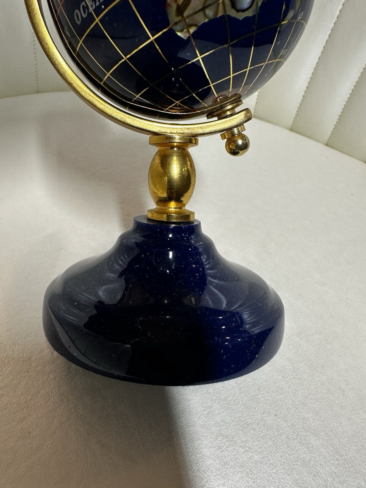 Lapis Lazuli Semi Precious Gemstone Inlay Globe Small 7”
