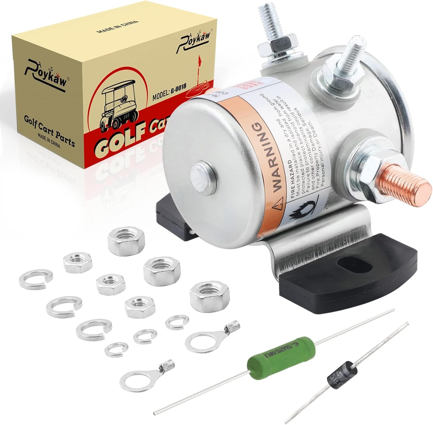 Roykaw EZGO #70 Series Solenoid Relay with Resistor & Diode Kit for 36 silver