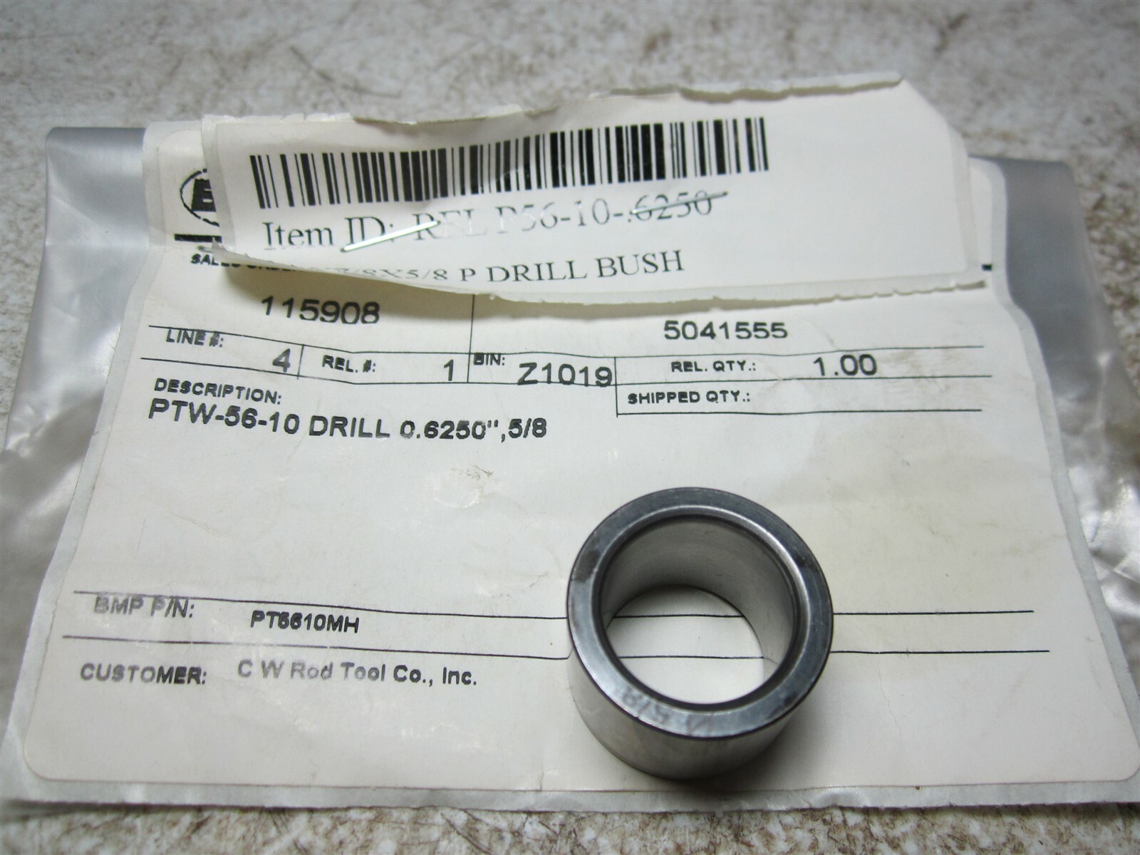 Boneham Metal P56-10-0.625 5/8 Diameter Drill Bushing