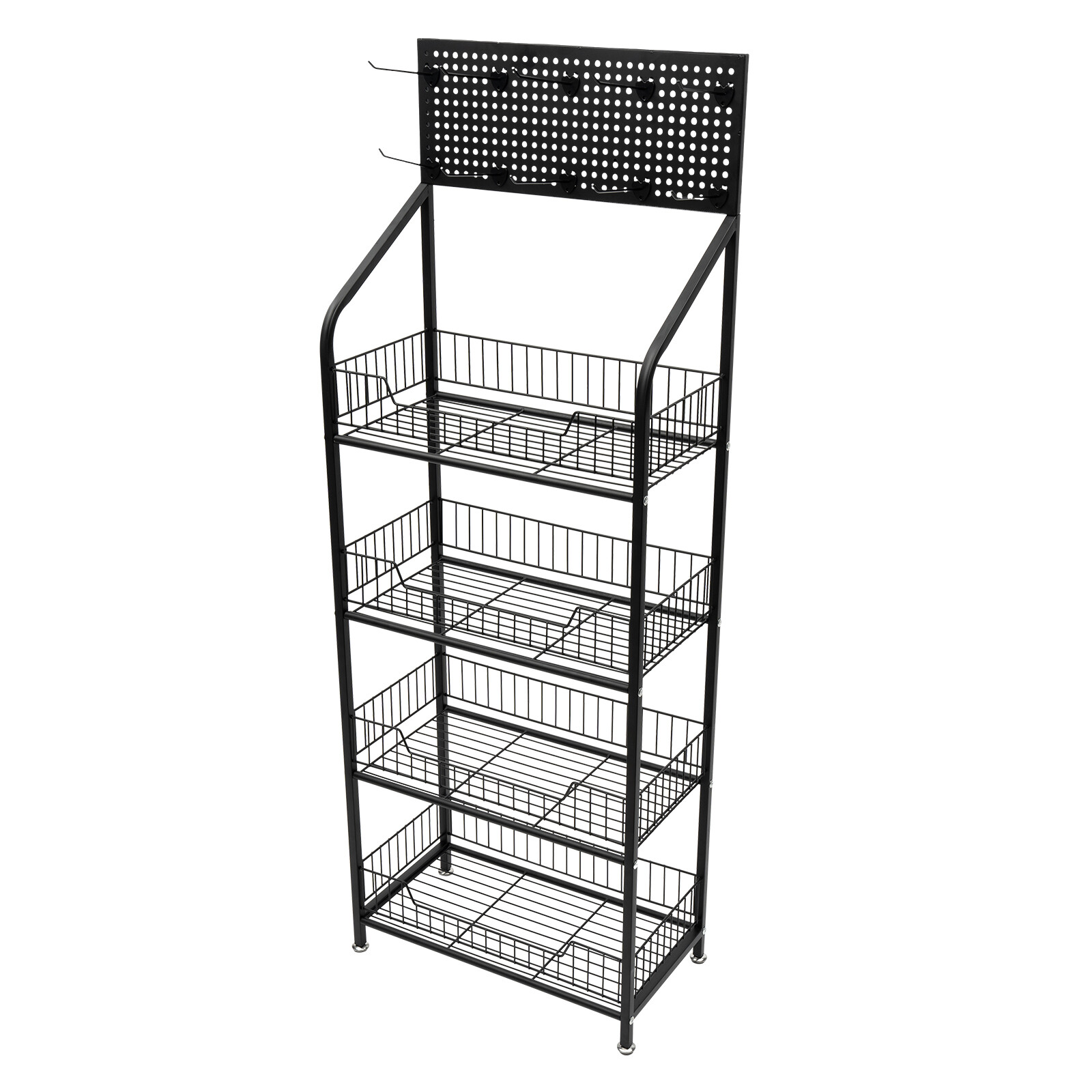 4 Tier Retail Display Rack Snack Candy Display Organizer Stand With 10 Hooks