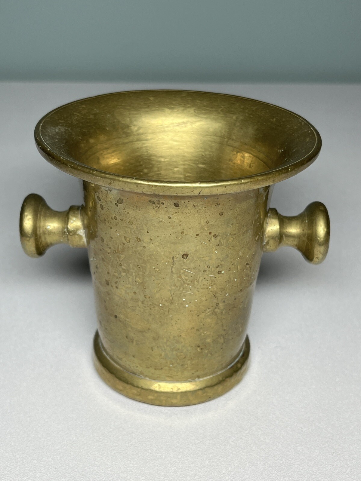 Vintage Heavy Solid Brass Mortar Pestle Pharmacy Apothecary 4” Tall 4” Diameter
