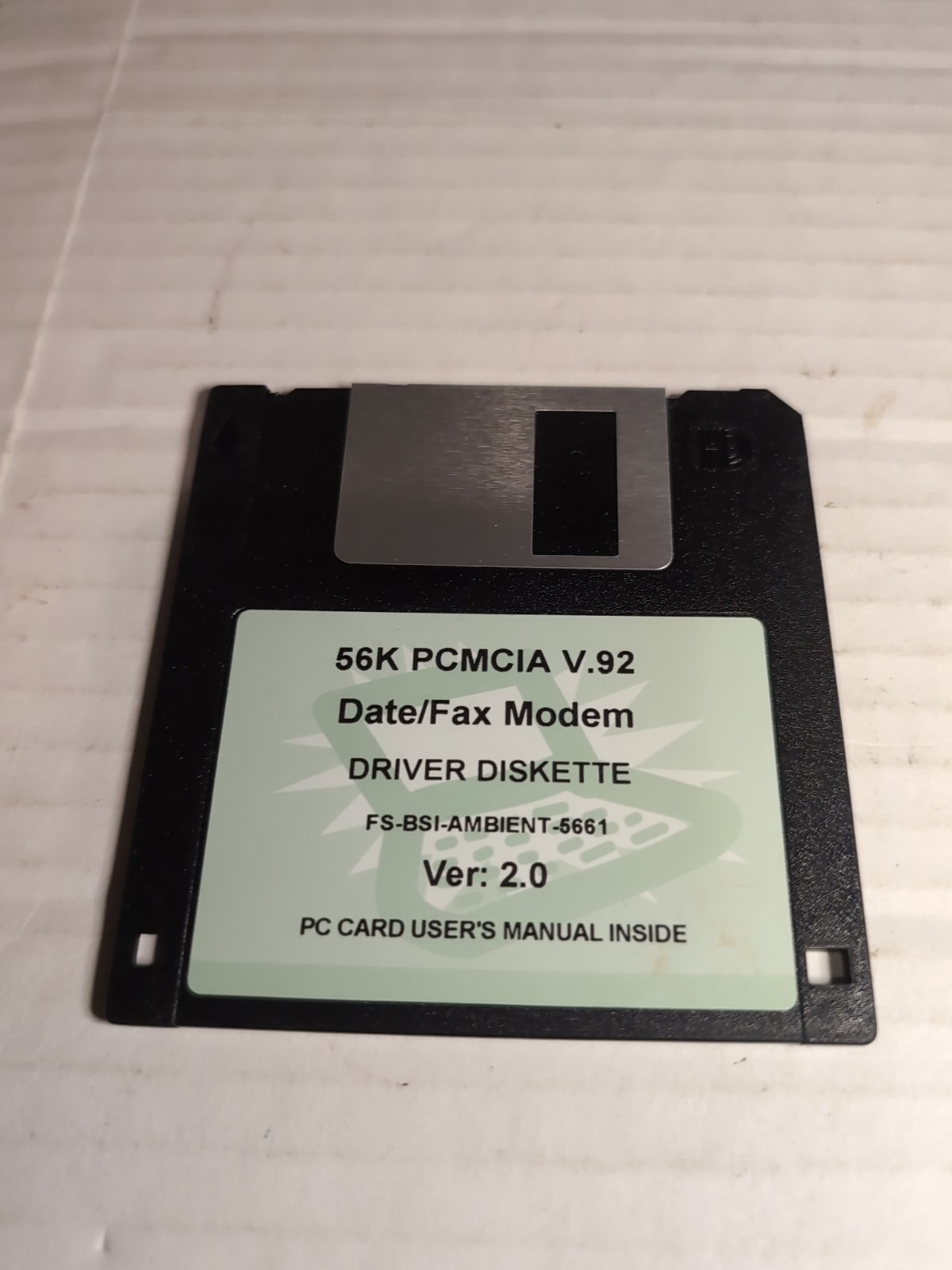 56k PCMCIA V.92 Date/Fax Modem Driver Diskette FS-BEI-AMBIET-5661