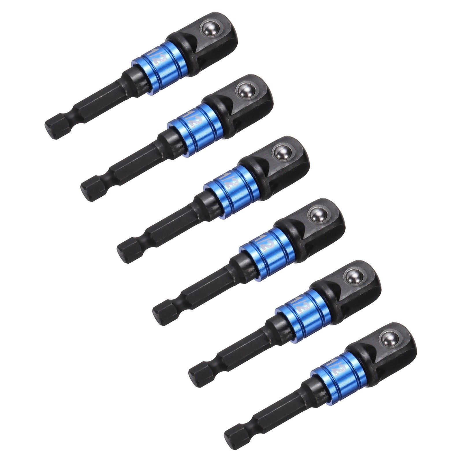 6pcs 1/2" Impact Driver Socket Adapter Extension Set Black-Blue