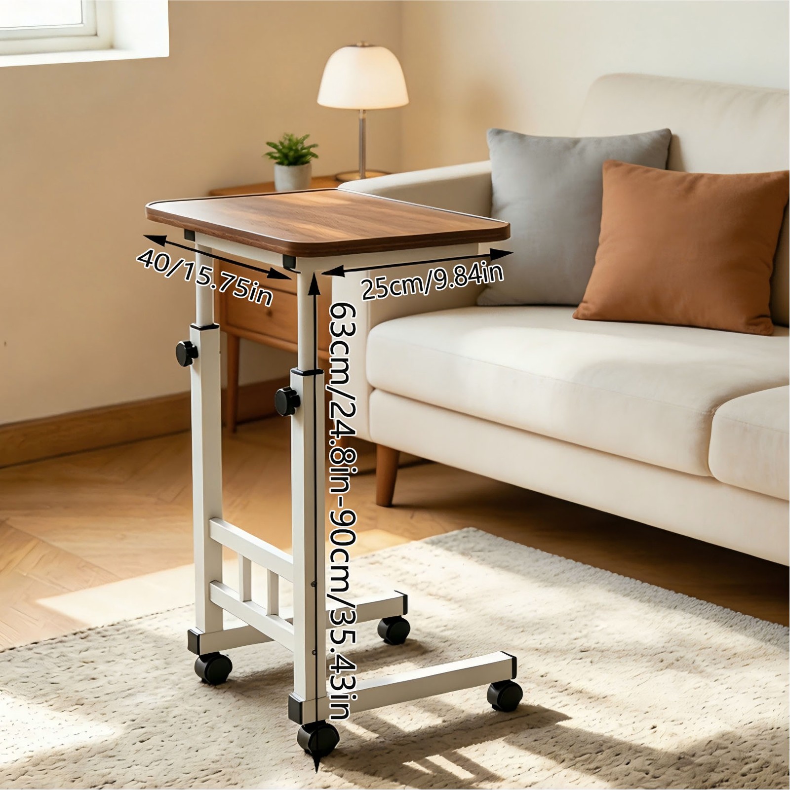 1-Tier Office Desk Computer Adjustable Height Mobile Laptop Desk Home Office