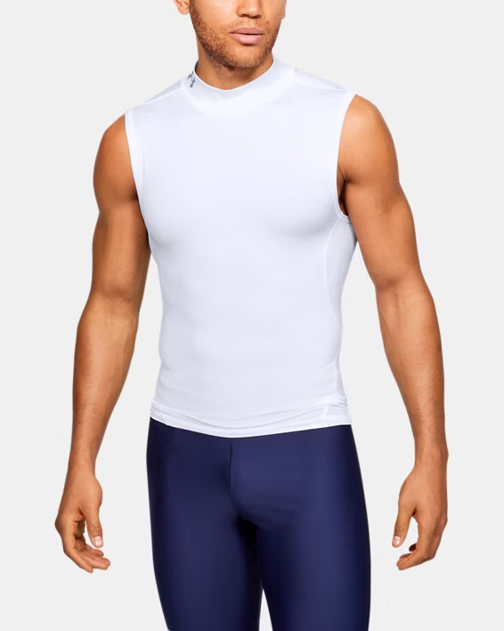 Under Armour® (Men's XL) HeatGear® Mock Sleeveless Shirt in White
