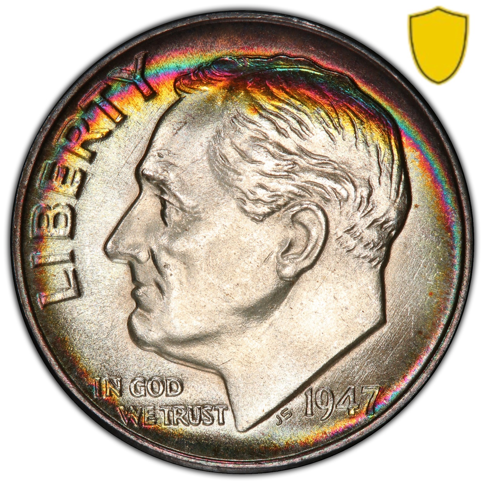 1947 Toned Roosevelt Dime PCGS MS 67 PLUS 67+ See Video Rainbow Toning Coin 10C
