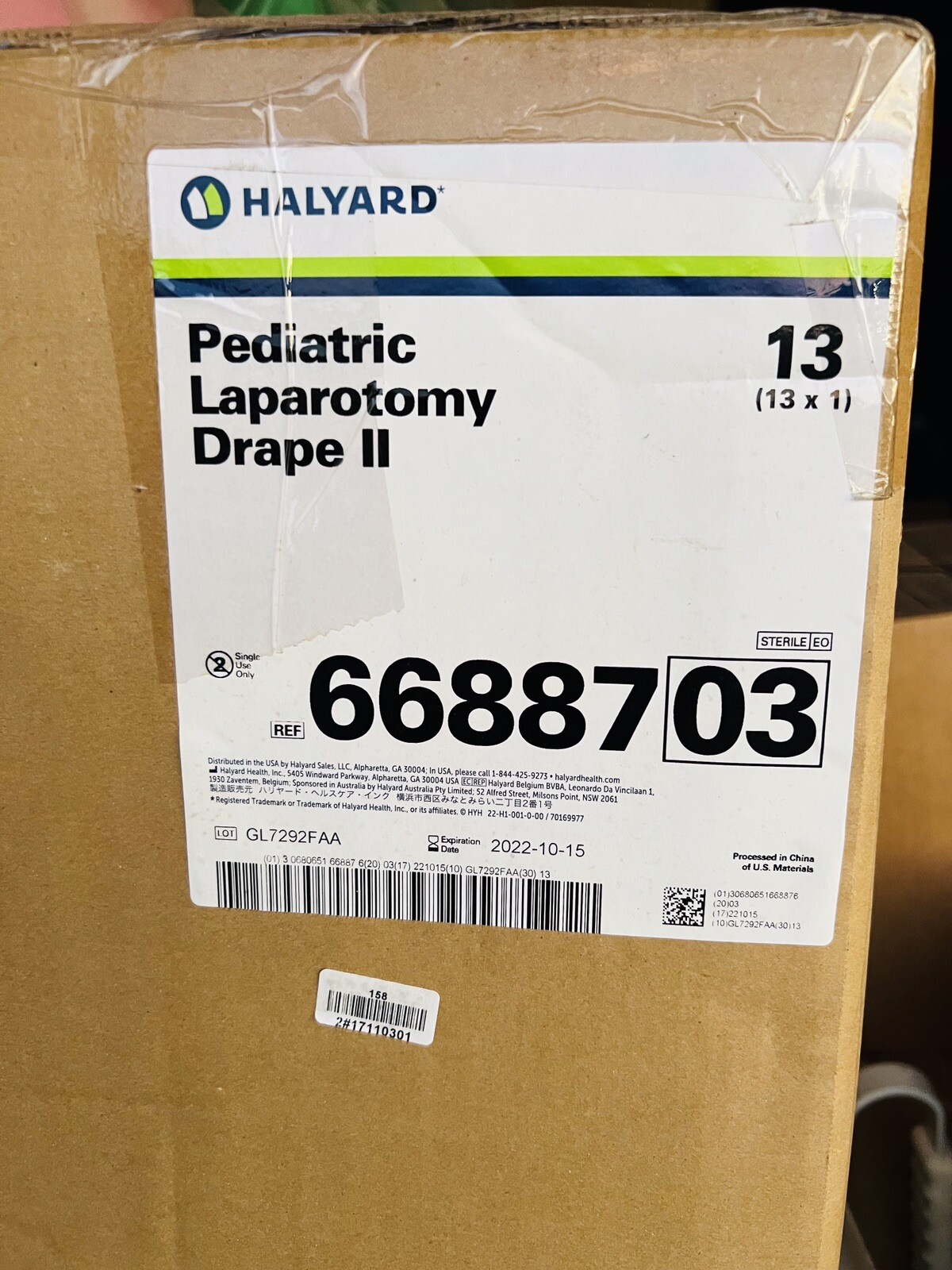 one Pediatric Laparotomy Drape II SIZE 100"X70"X124"(66887)