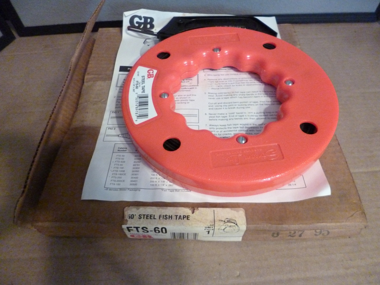 NOS GB GARDNER BENDER FTS-60 STREAM LINE ELECTRICIAN FISH TAPE 1/8" X 60'