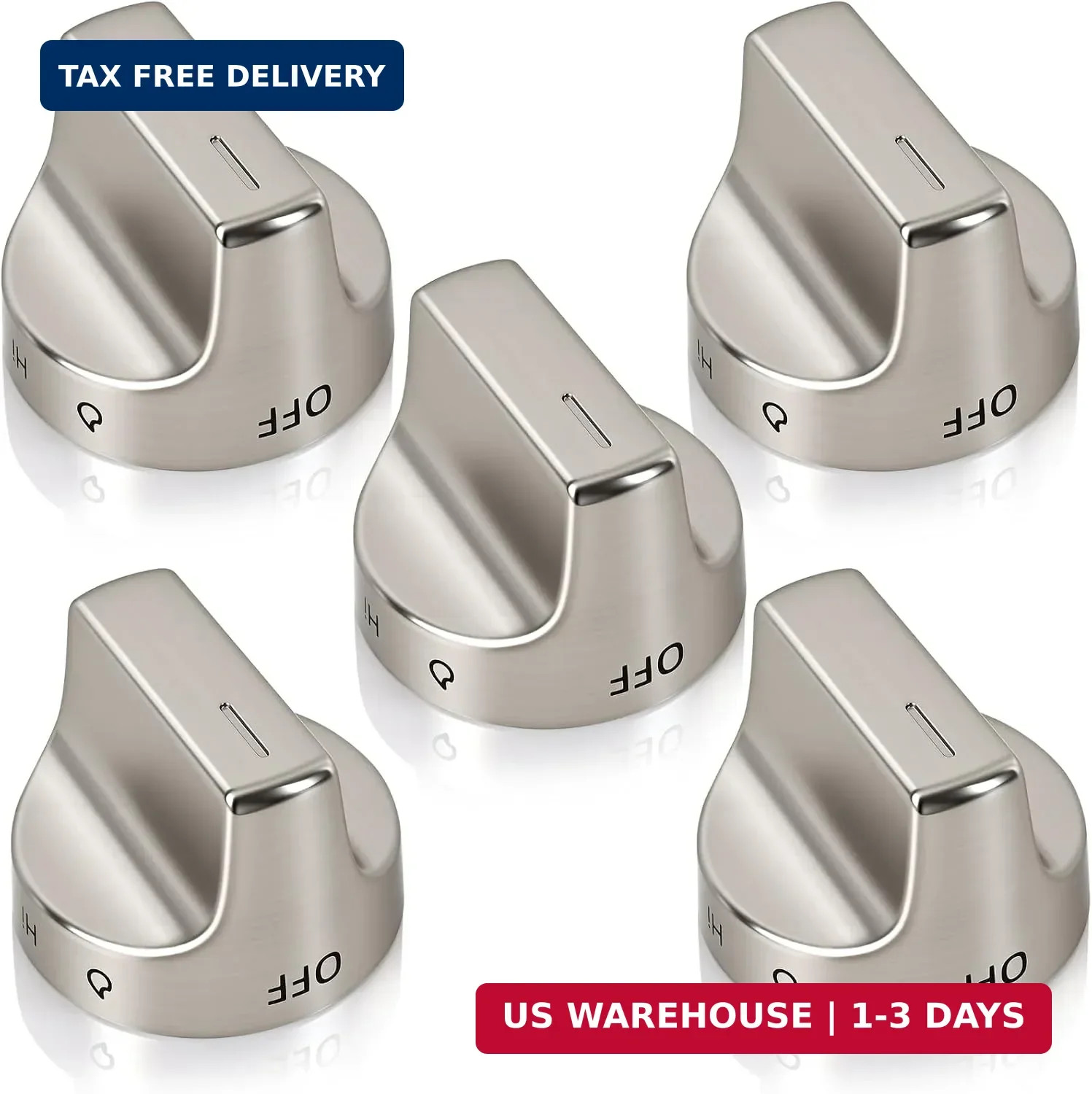 W11239985 W10850015 Metal Control Knobs 5PCS Replacement Compatible with Whirlpo