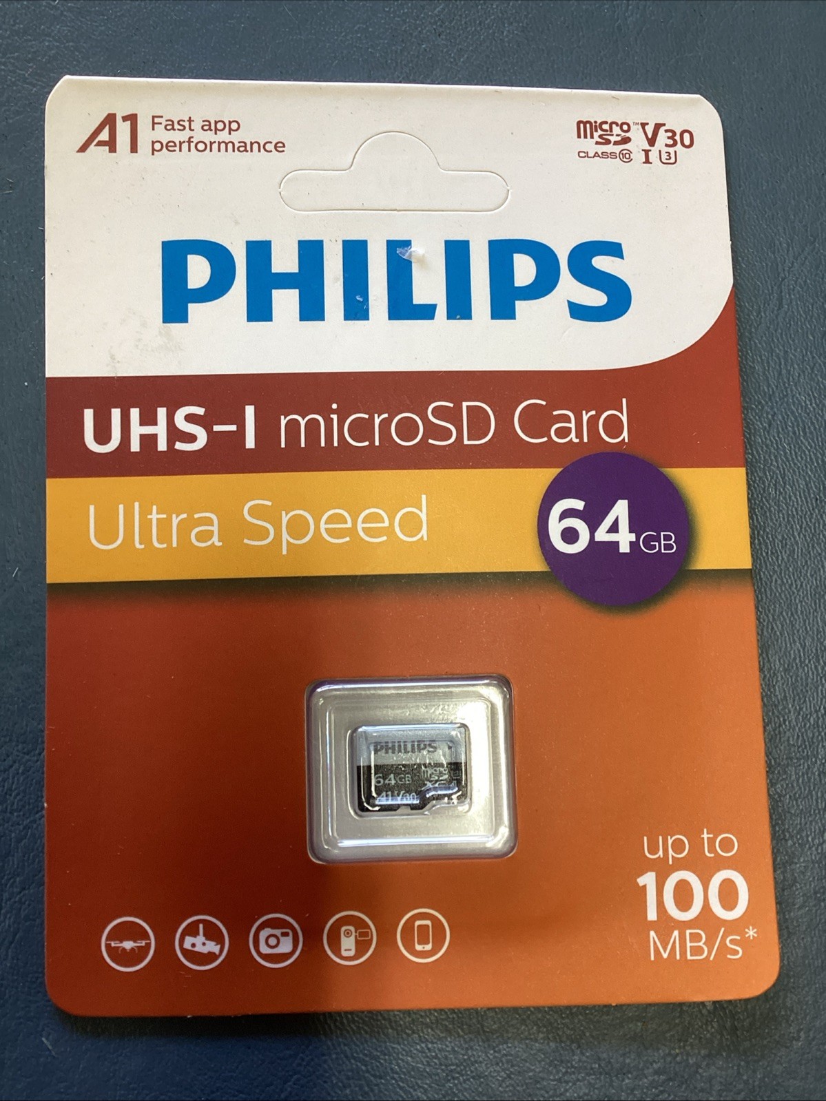 Philips, UHS-I microSD Card, Ultra Speed, 64gb, BM32TF064B/93