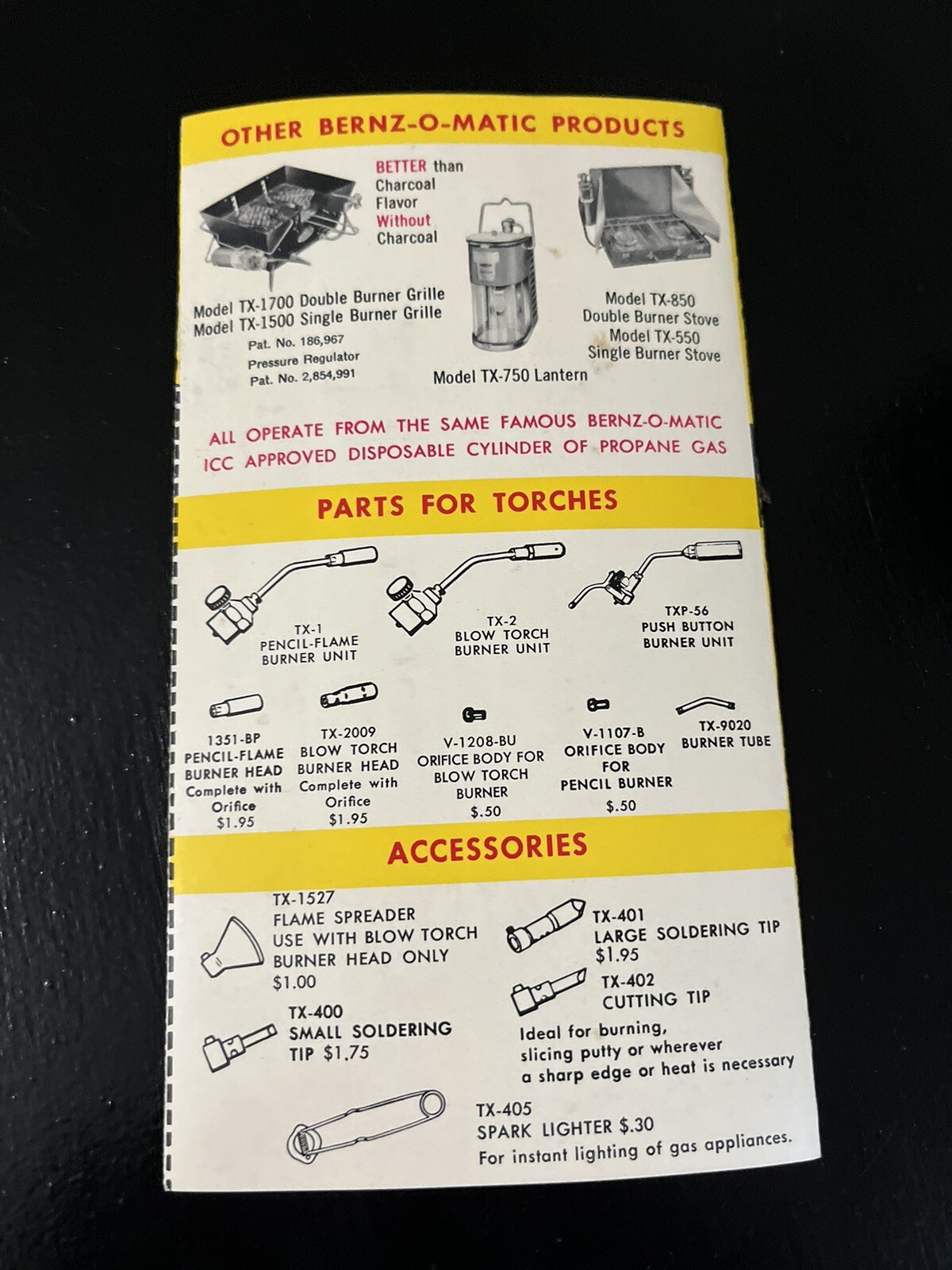 BERNZOMATIC CORPORATION MASTER TORCH OPERATING INSTRUCTIONS ORIGINAL JB117