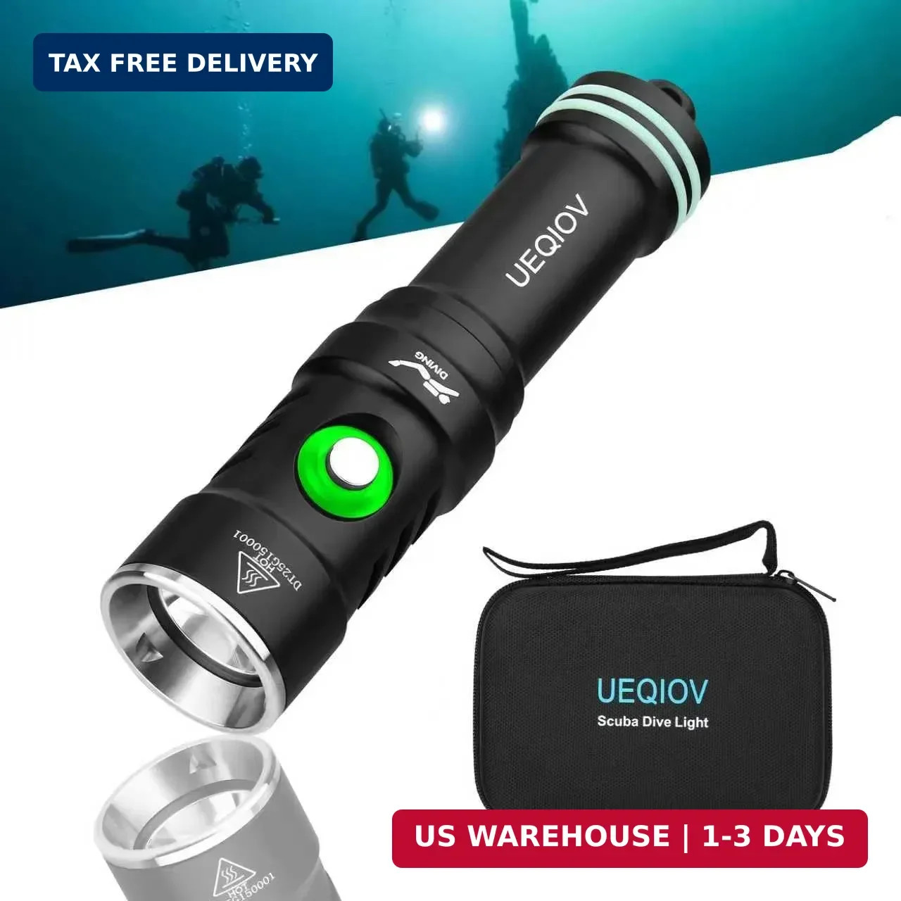DQ-300 Scuba Diving Light, 4000 Lumens Super Bright Underwater Flashlight with 4