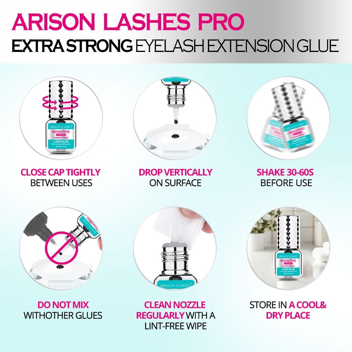 Sensitive Eyelash Extension Glue 3-4S Drying Time 5-6 Weeks Retention Lash Exten