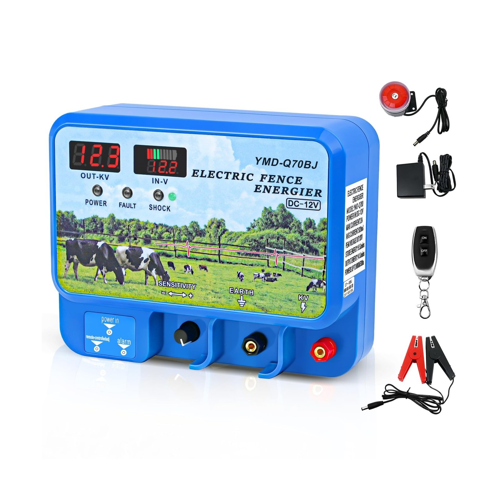 15.5J Electric Fence Charger, 15.5 Joules 600 Acres, AC DC 2 in 1 Powered Sup...