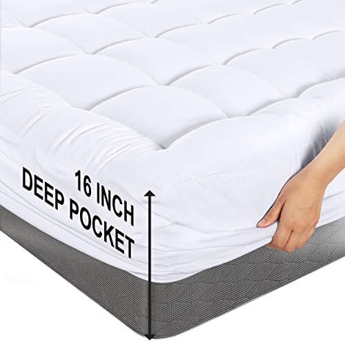 Utopia Bedding Queen Mattress Pad, Quilted Fitted (Pack of 1), White