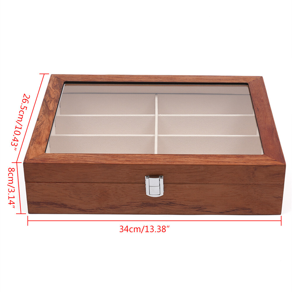 8 Slots Sunglasses Display Case Clear Top Eyewear Storage Box 34.2cmx26.6cmx8cm