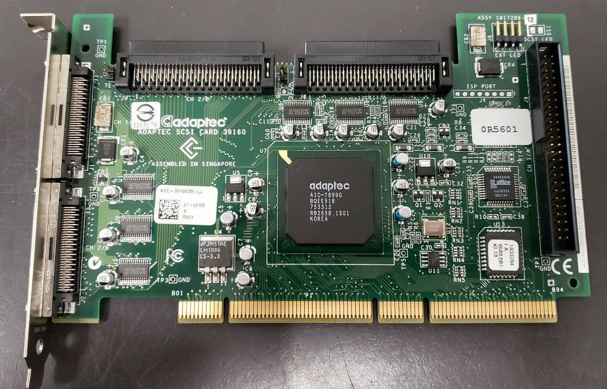 DELL R5601 0R5601 ADAPTEC ASC 39160 2CHANNEL U160 PCI-X 160 SCSI CONTROLLER CARD